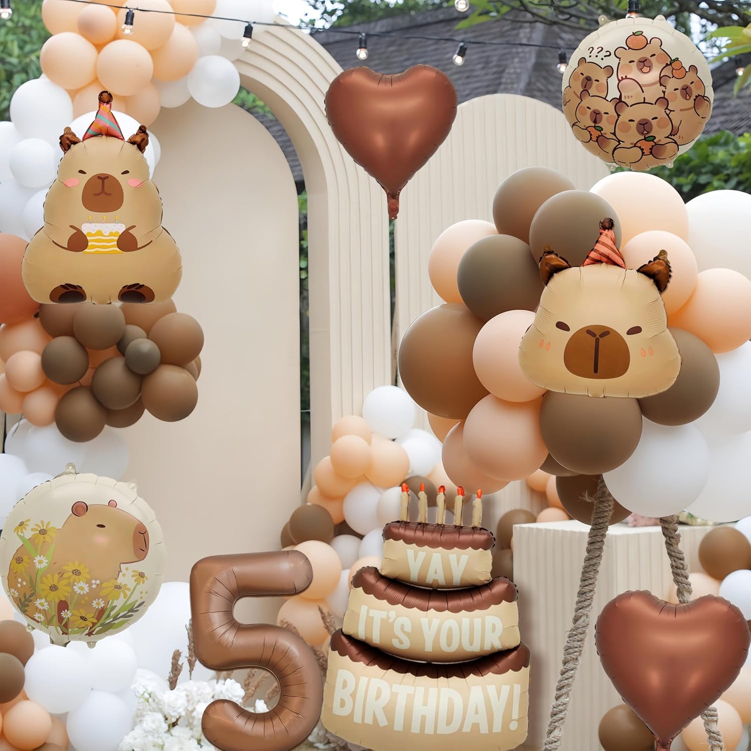 Capybara Birthday Foil Balloon Set - 8 Piece Animal Party Decor