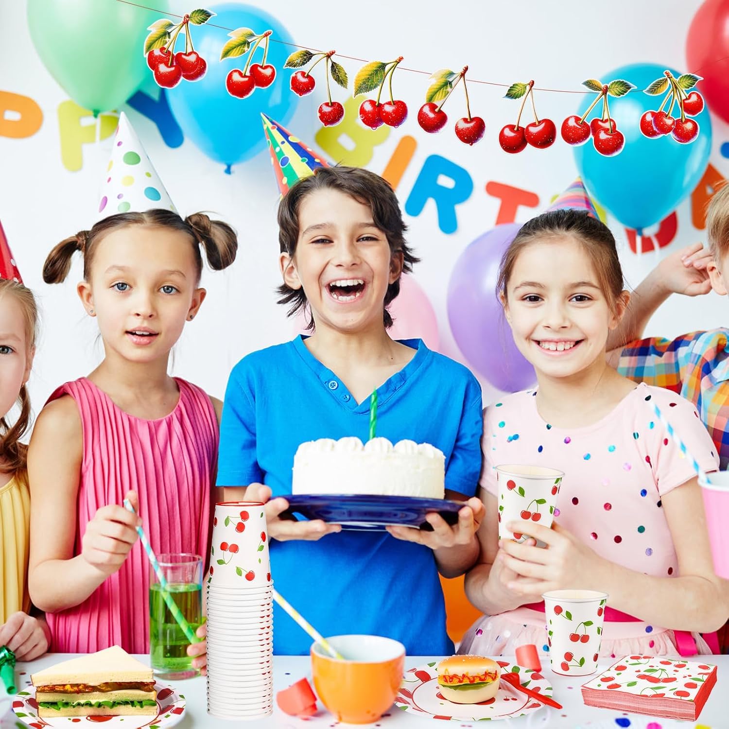 200 Pcs Cherry Themed Party Tableware Set