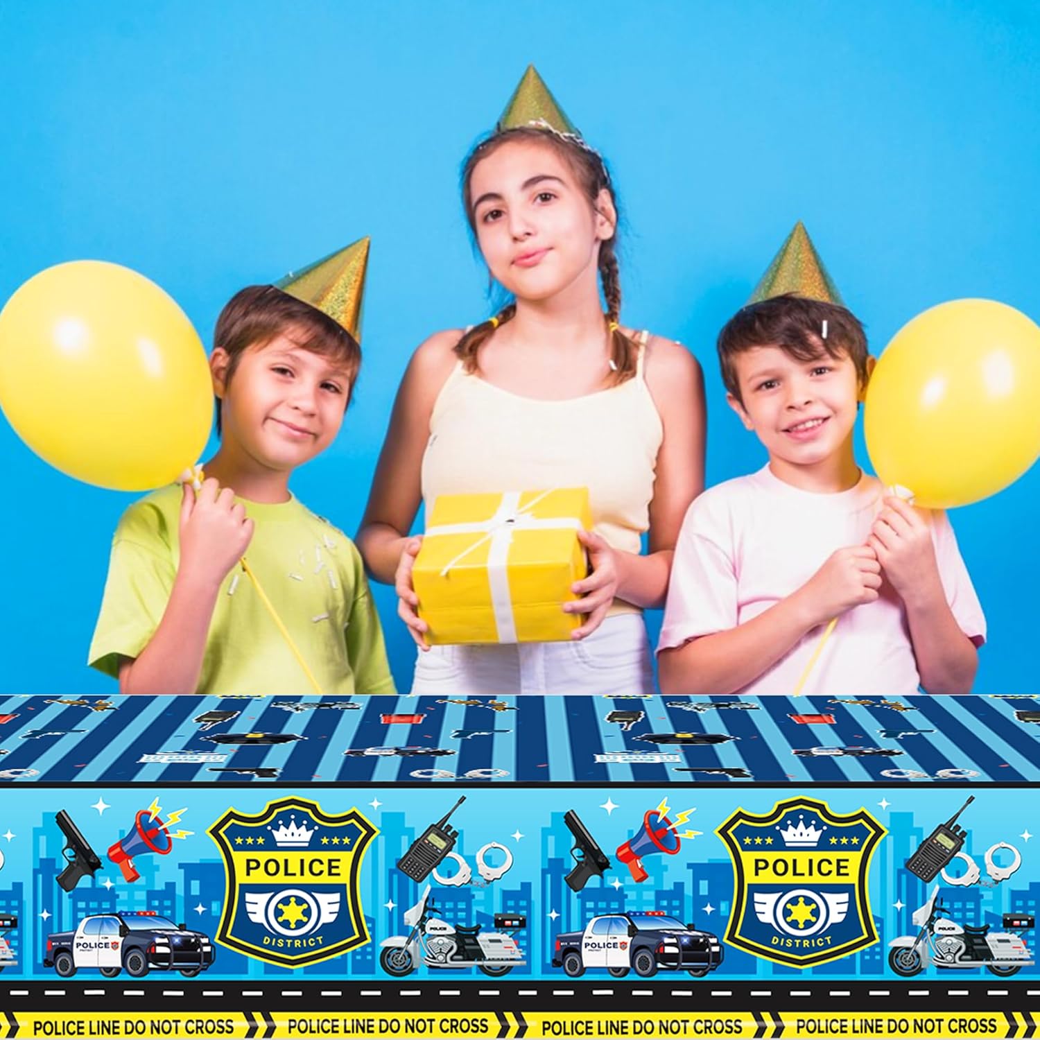 2 Pack Police Cartoon Plastic Tablecloths 86x51 Inches