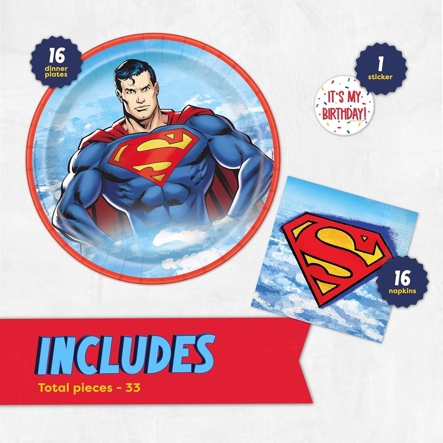 Unique Superman Party Plates and Napkins for 16