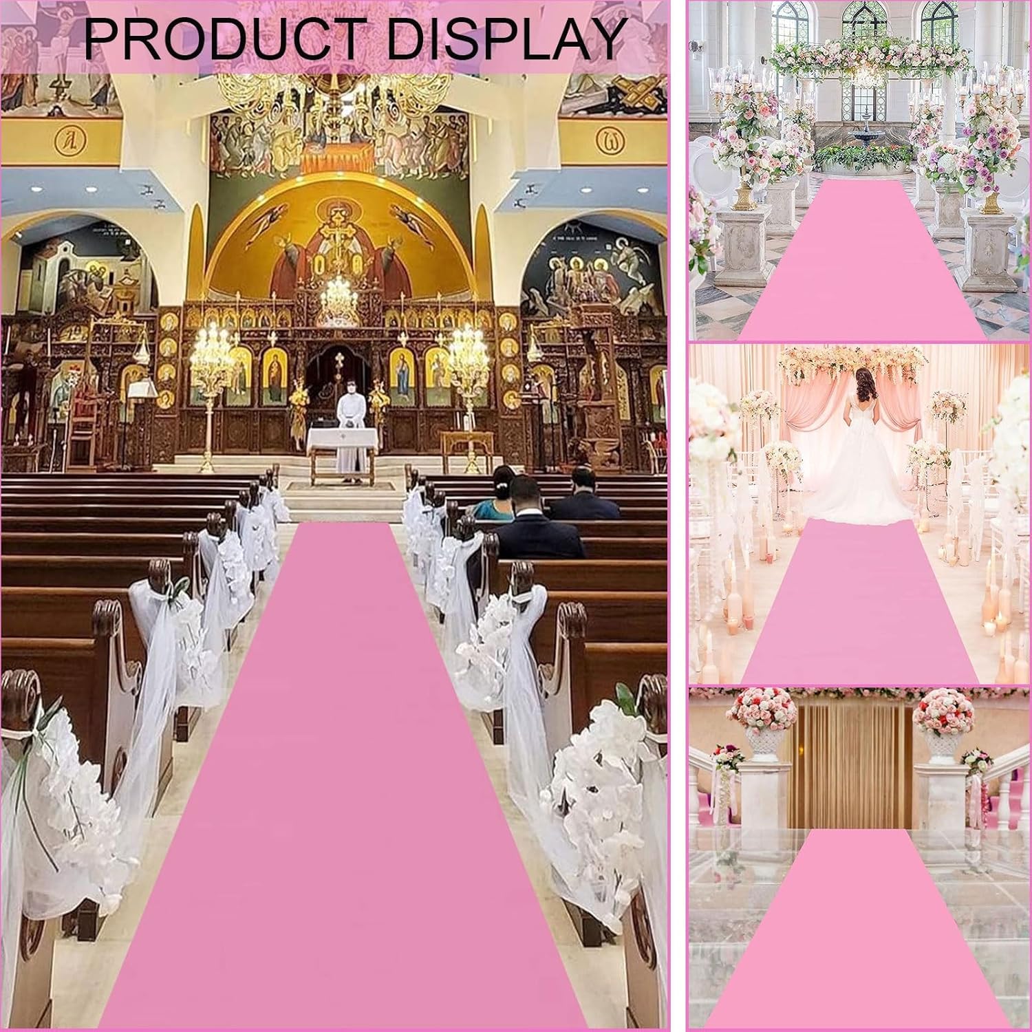 Pink Wedding Aisle Runner Rug 10m 20m Carpet for Events