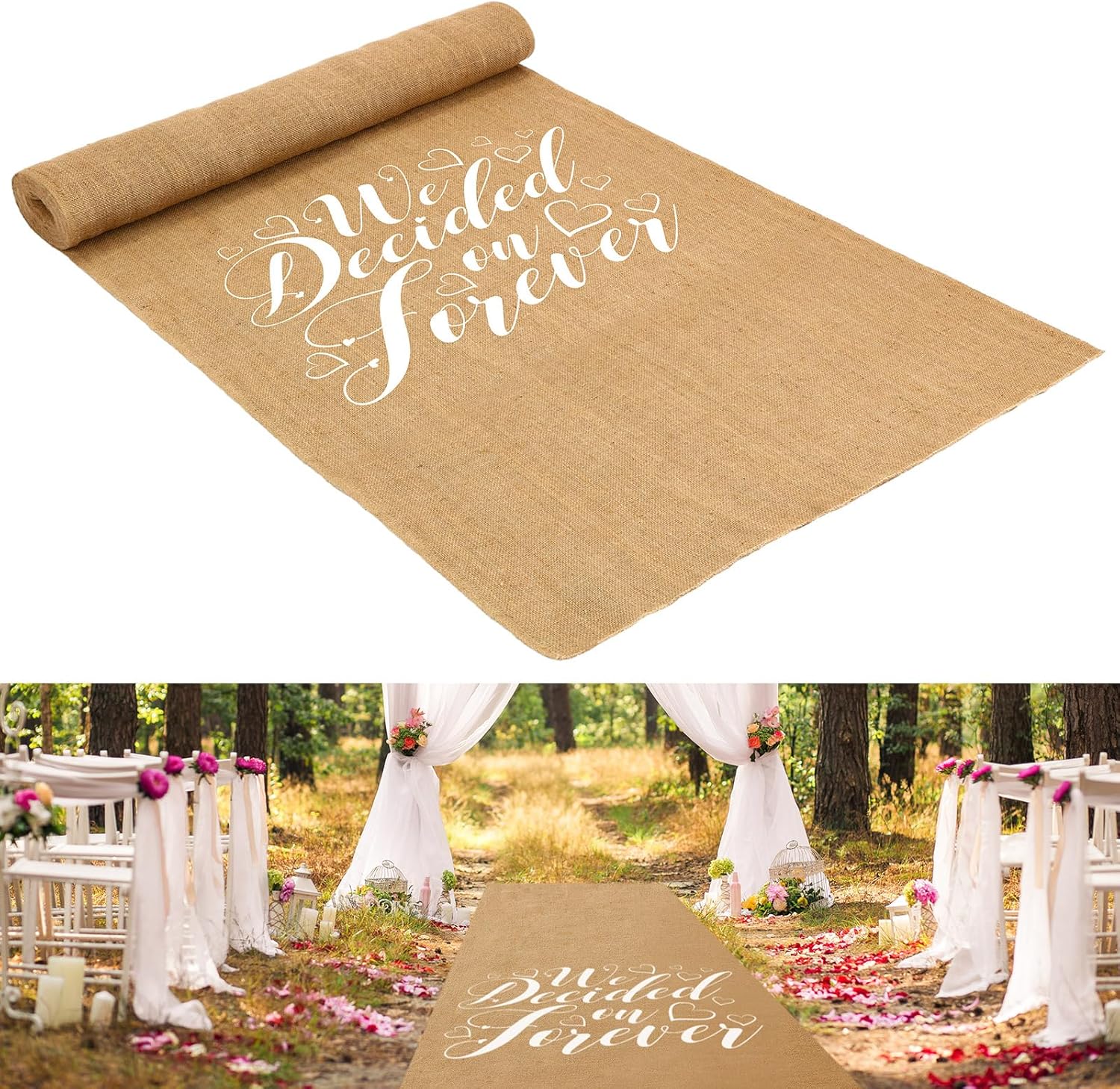 Tudomro 40 Inch x 50 Ft Natural Jute Burlap Wedding Aisle Runner