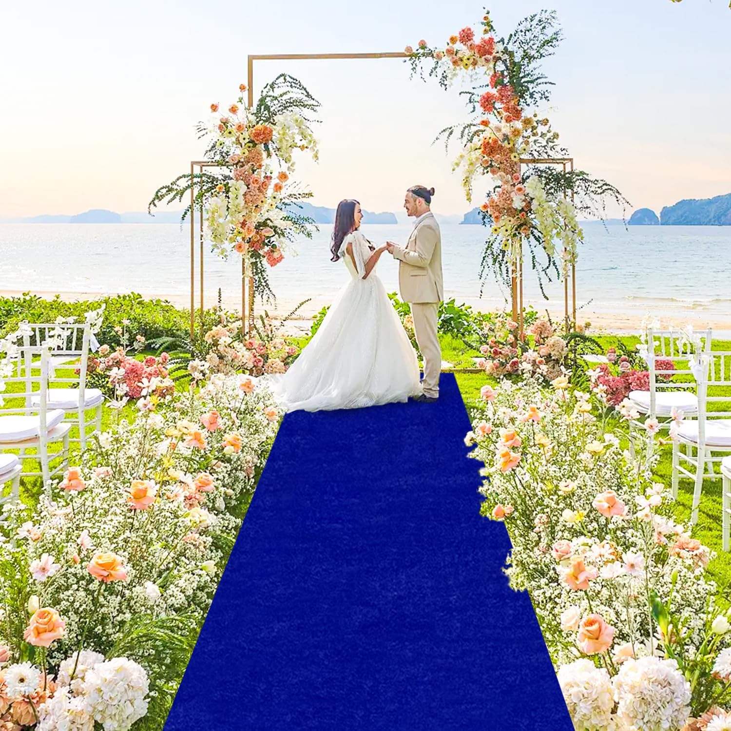 Velvet Blue Aisle Runner for Wedding 2FTx15FT Carpet Decor
