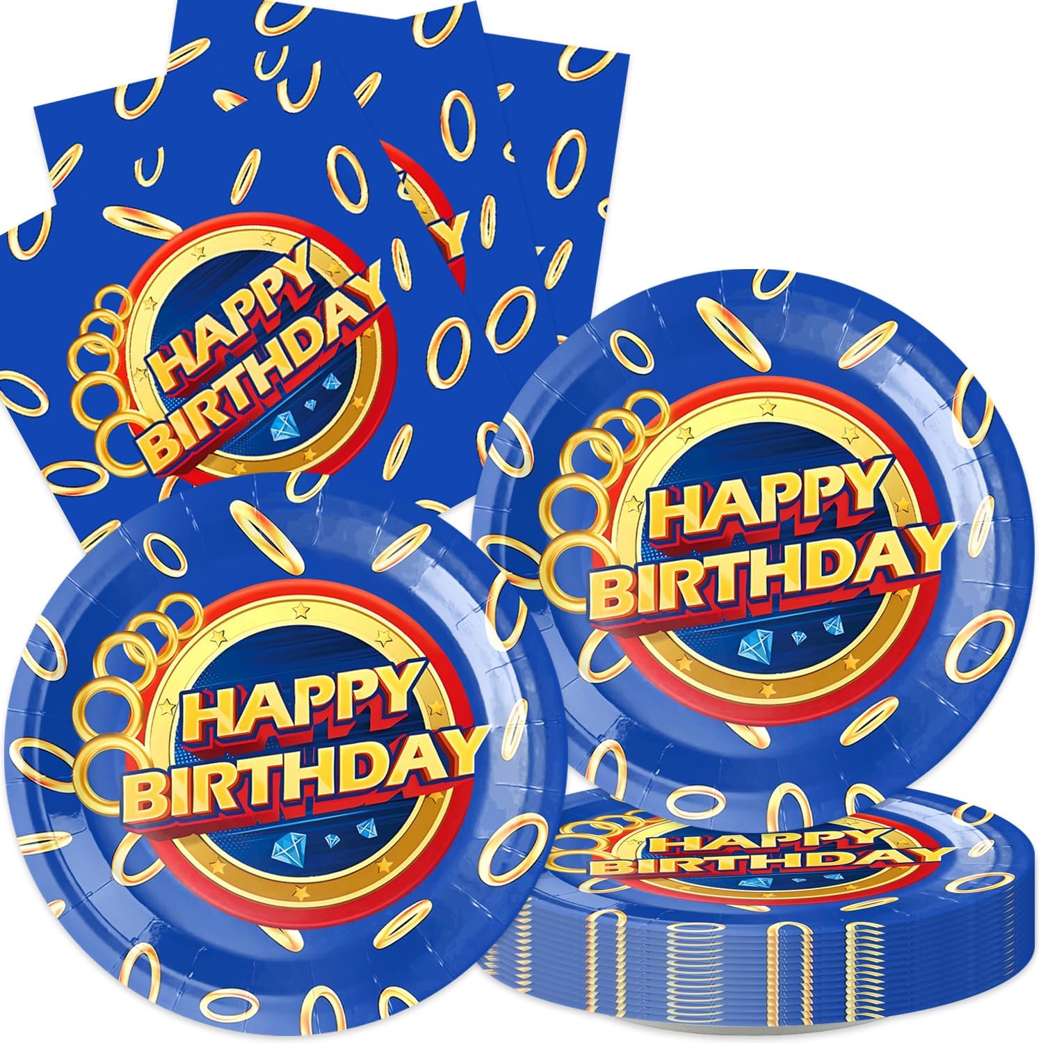 40Pcs S-onic Party Decoration Set with Napkins and Plates