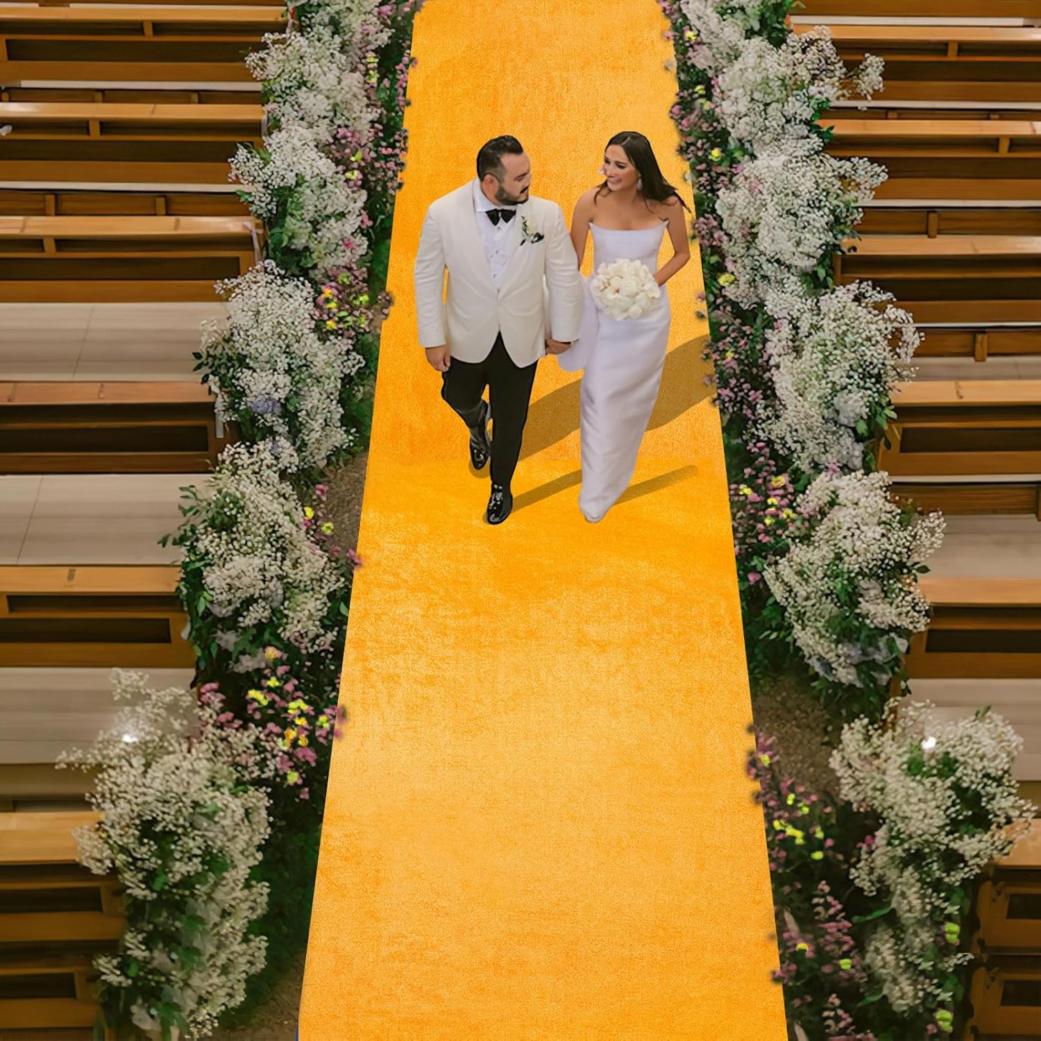 Gold Velvet Aisle Runner 45ftx20ft for Weddings and Parties