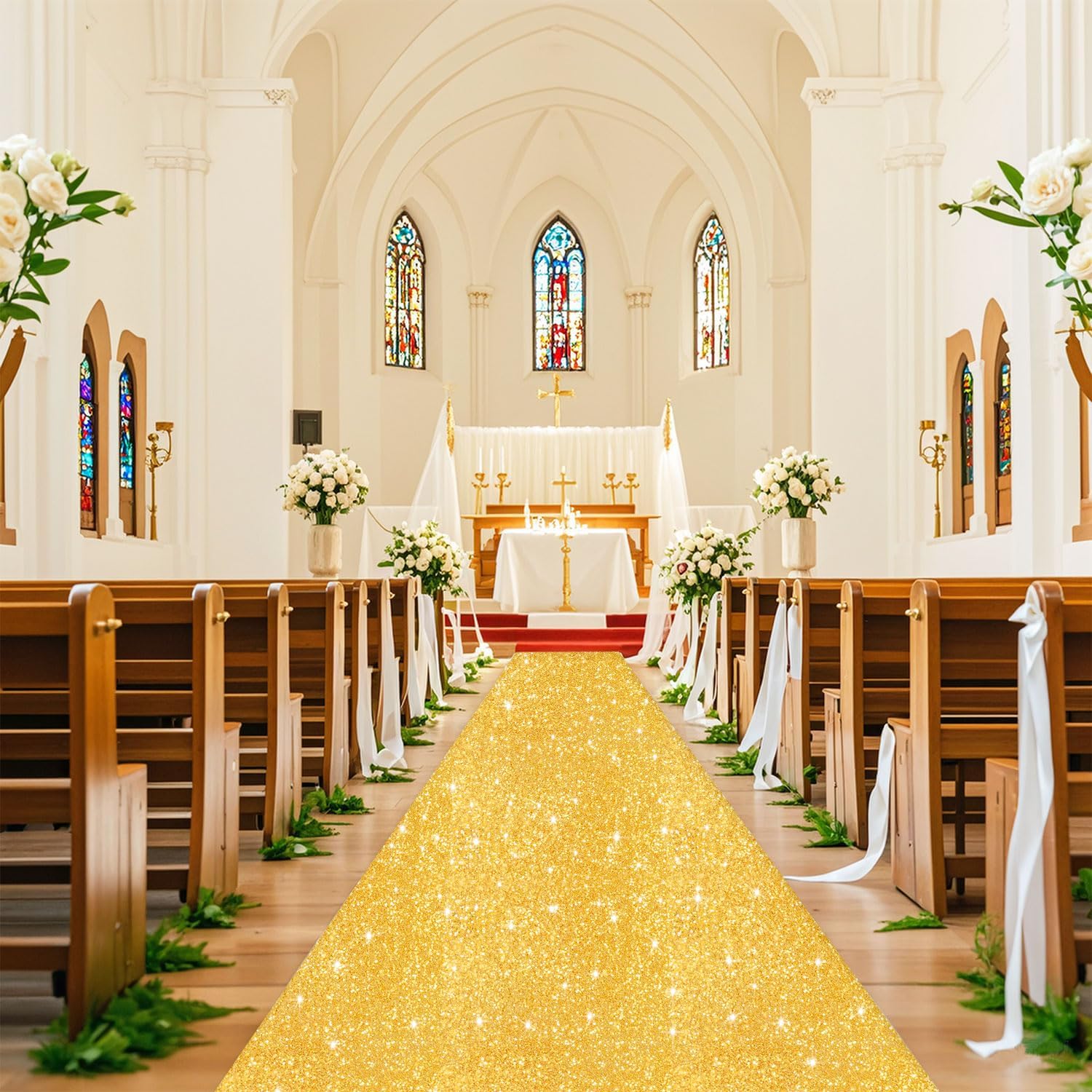 FUHSY Gold Aisle Runner for Wedding Ceremony