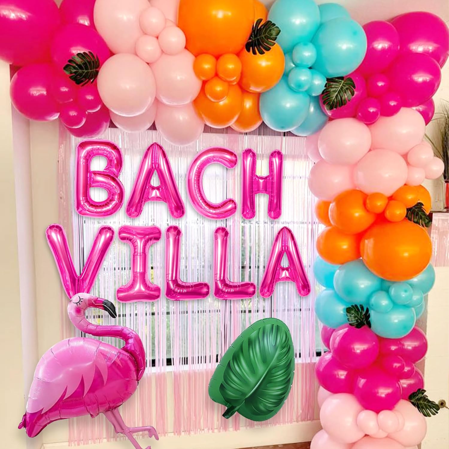 Bach Villa Balloon Banner Flamingo Palm Tree Decor