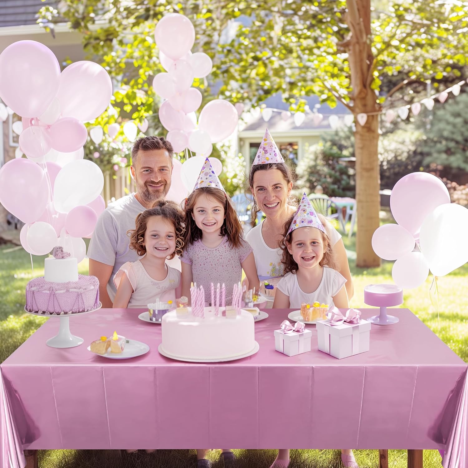 2pcs Baby Pink Plastic Tablecloths 54x72inch Shiny Party Decor