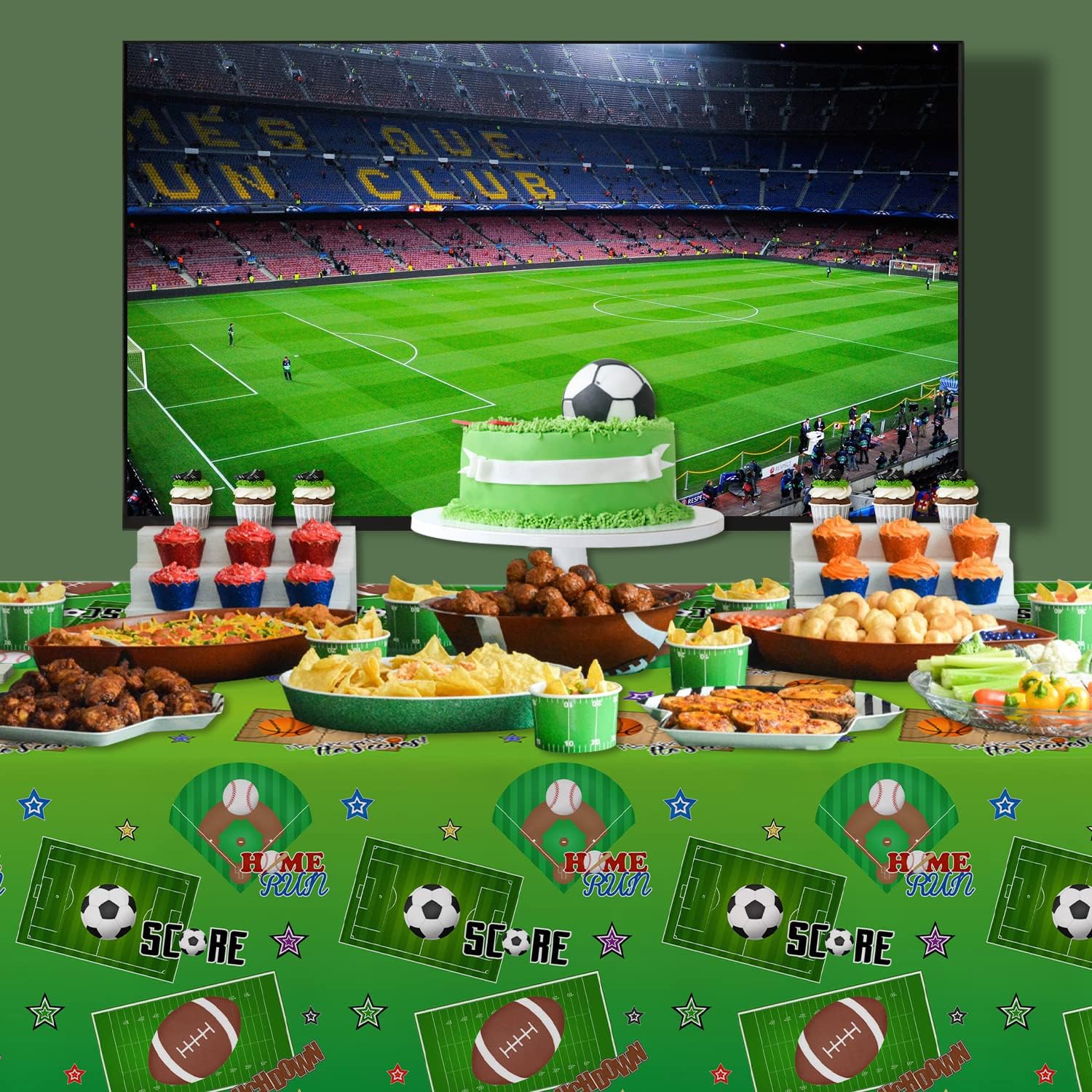 Xigejob Sports Party Tablecloth Set 3 Pack 54x108 Inch