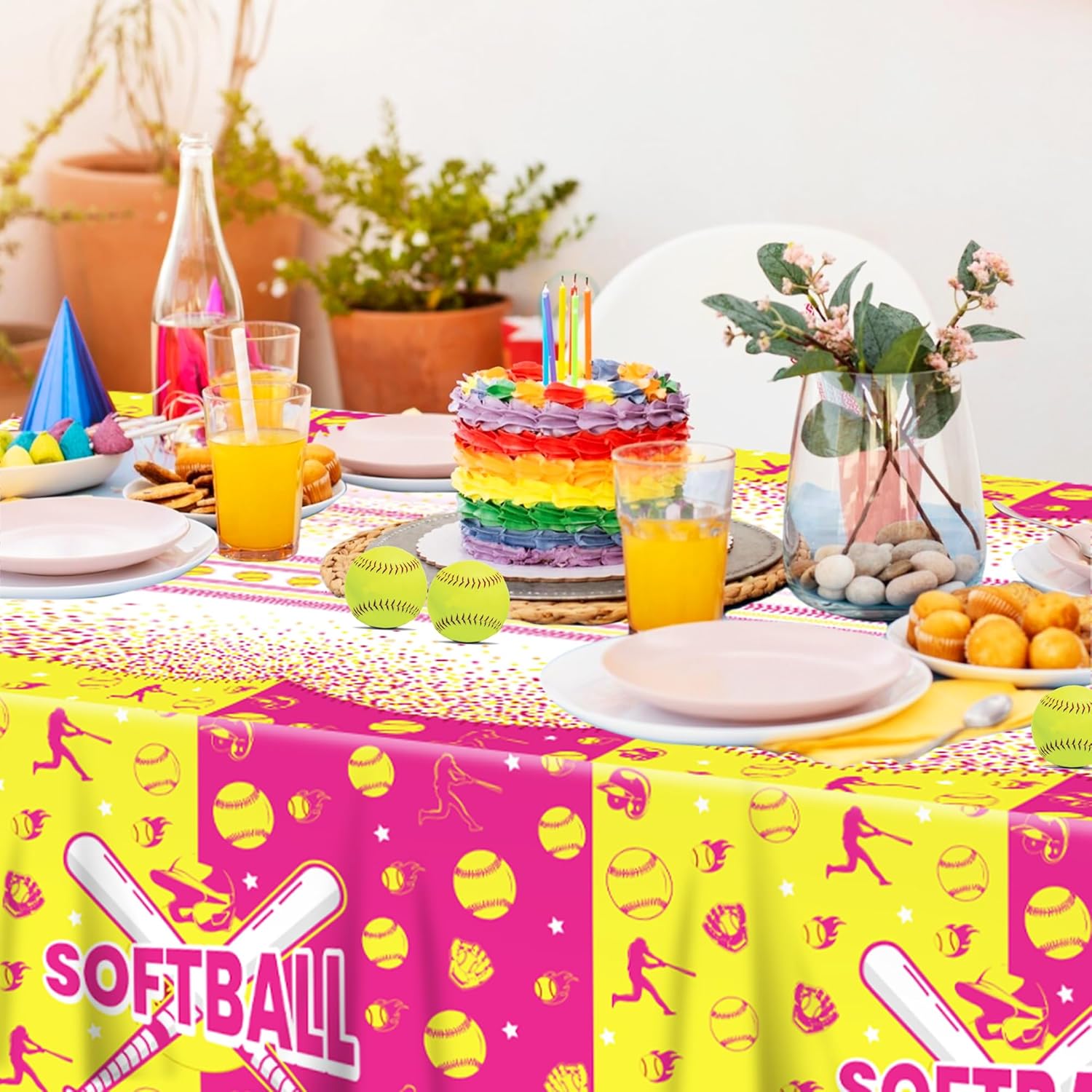 CC HOME Softball Themed Tablecloth 54x87 Inch