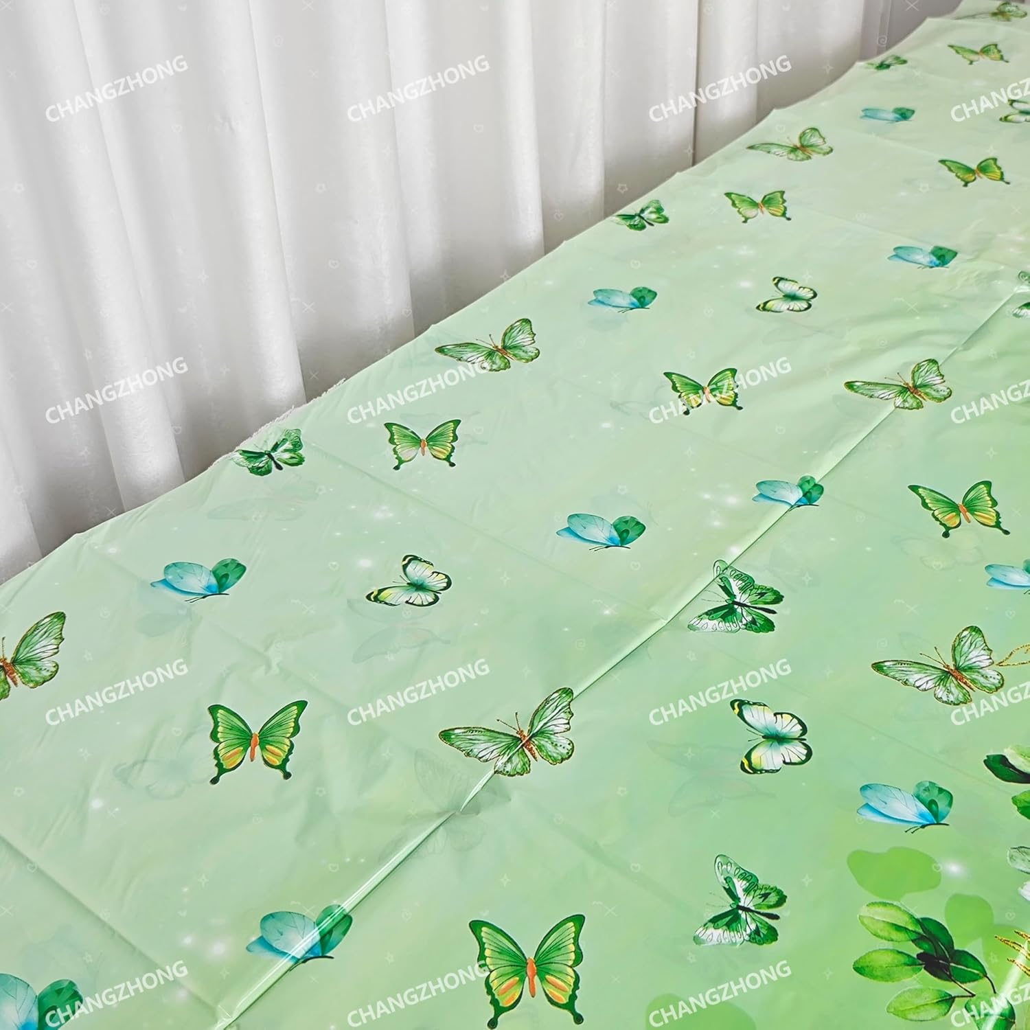CHANGZHONG Green Butterfly Tablecloths 3 pcs 54x108 inch
