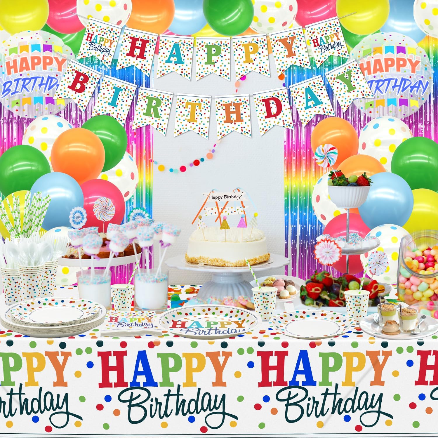 212 PCS Rainbow Party Decor Kit for 20 Guests