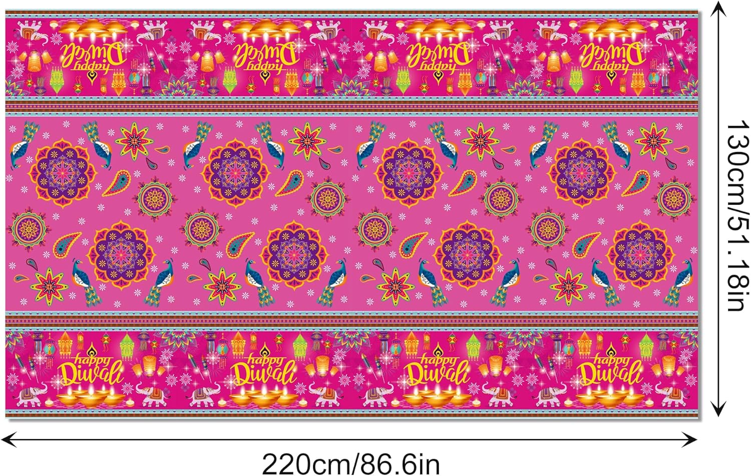 CC HOME Indian Diwali Party Tablecloth 54x87 Inch