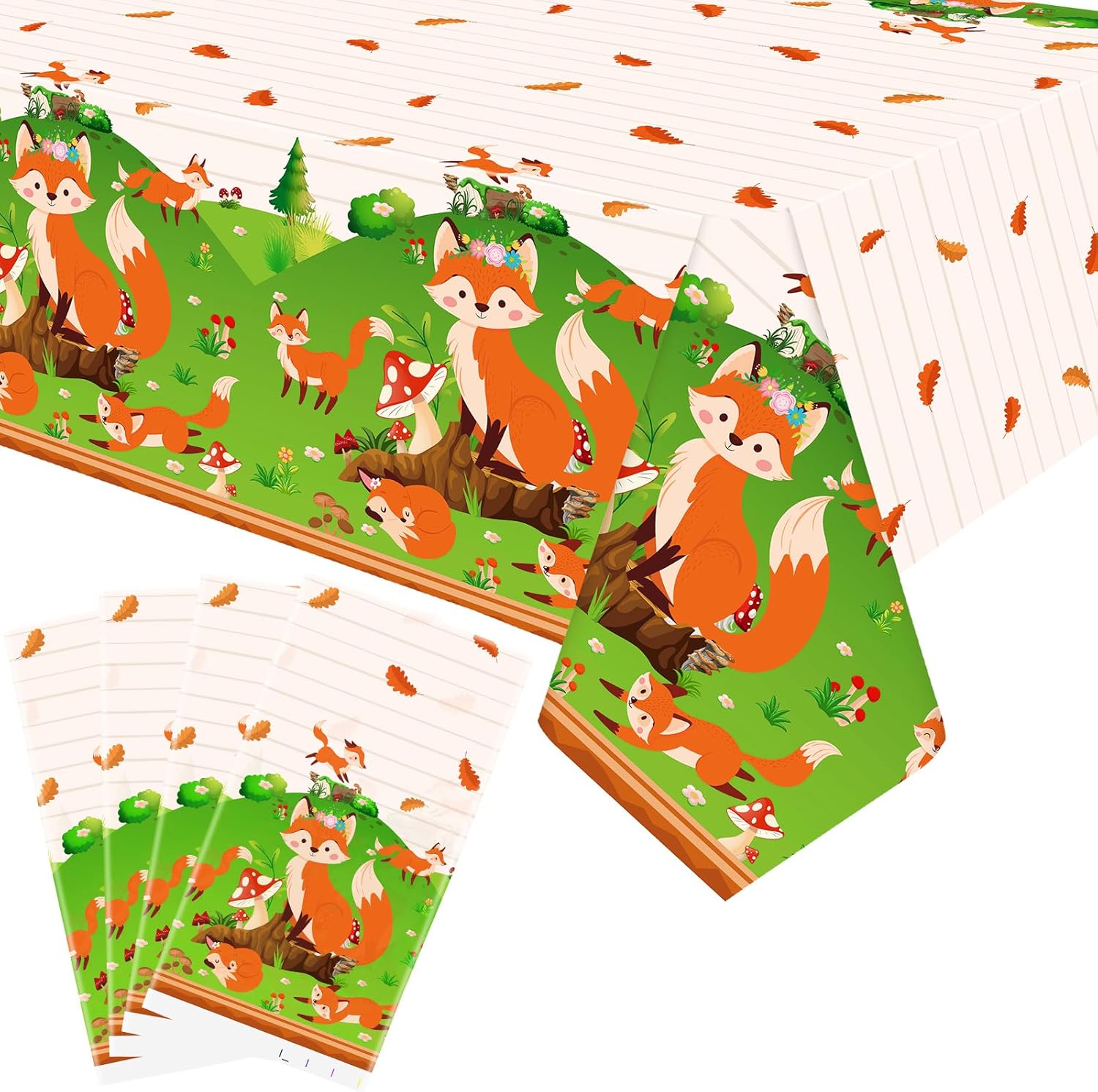 4 Pack Fox Themed Party Tablecloths 54x86 Inch