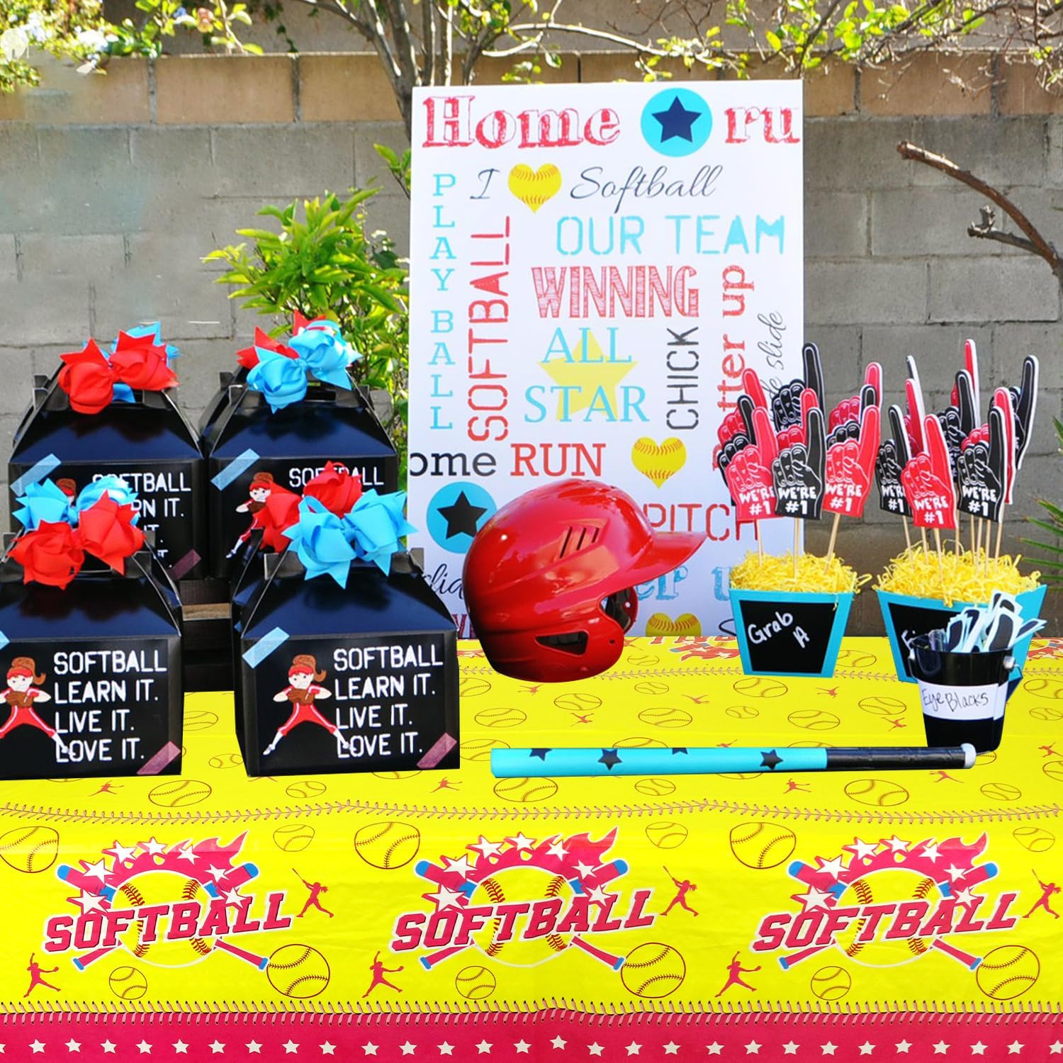 KEFAN 4 Pack Softball Themed Tablecloths 51x86 Inch