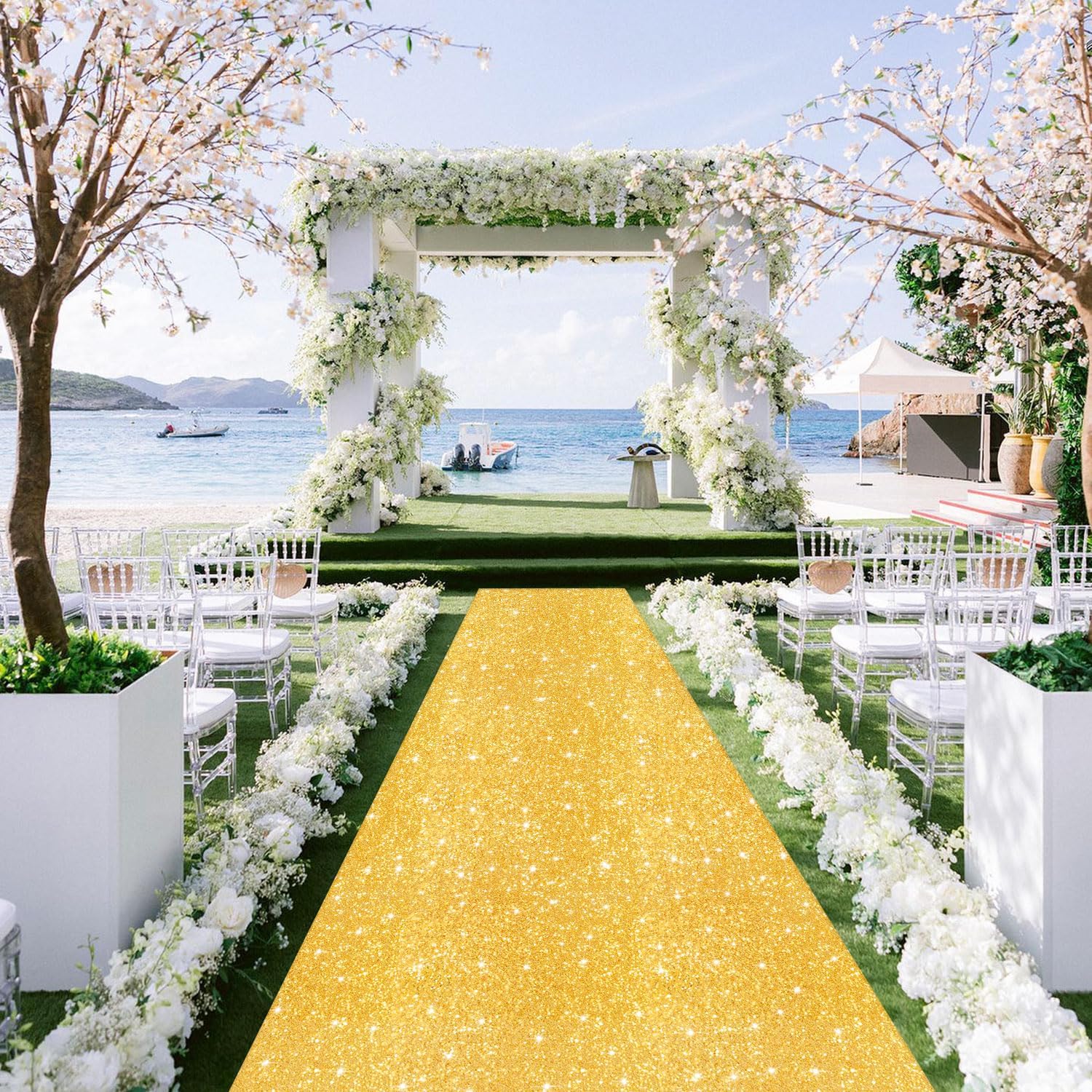 Gold Sequin Aisle Runner 2x15FT Wedding Decor