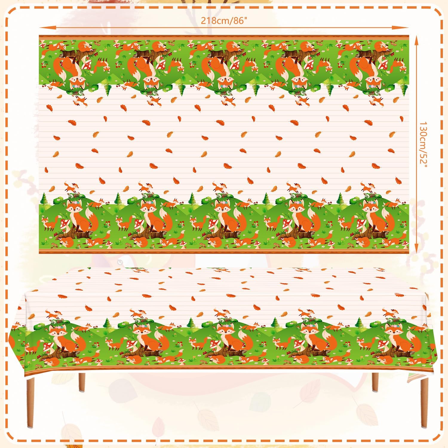 4 Pack Fox Themed Party Tablecloths 54x86 Inch
