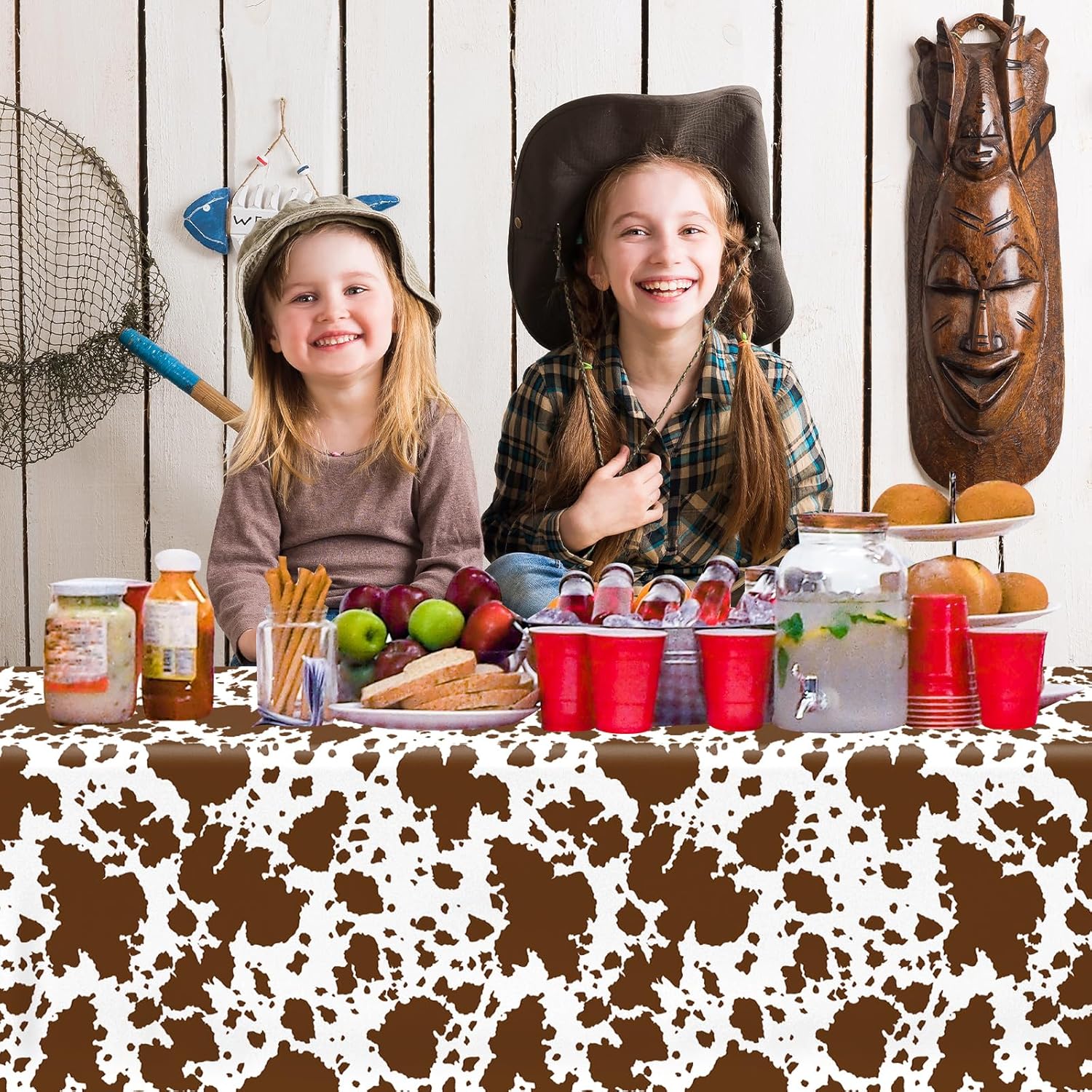 Western Highland Cow Baby Shower Tablecloth 2Pcs 51x866 Inches