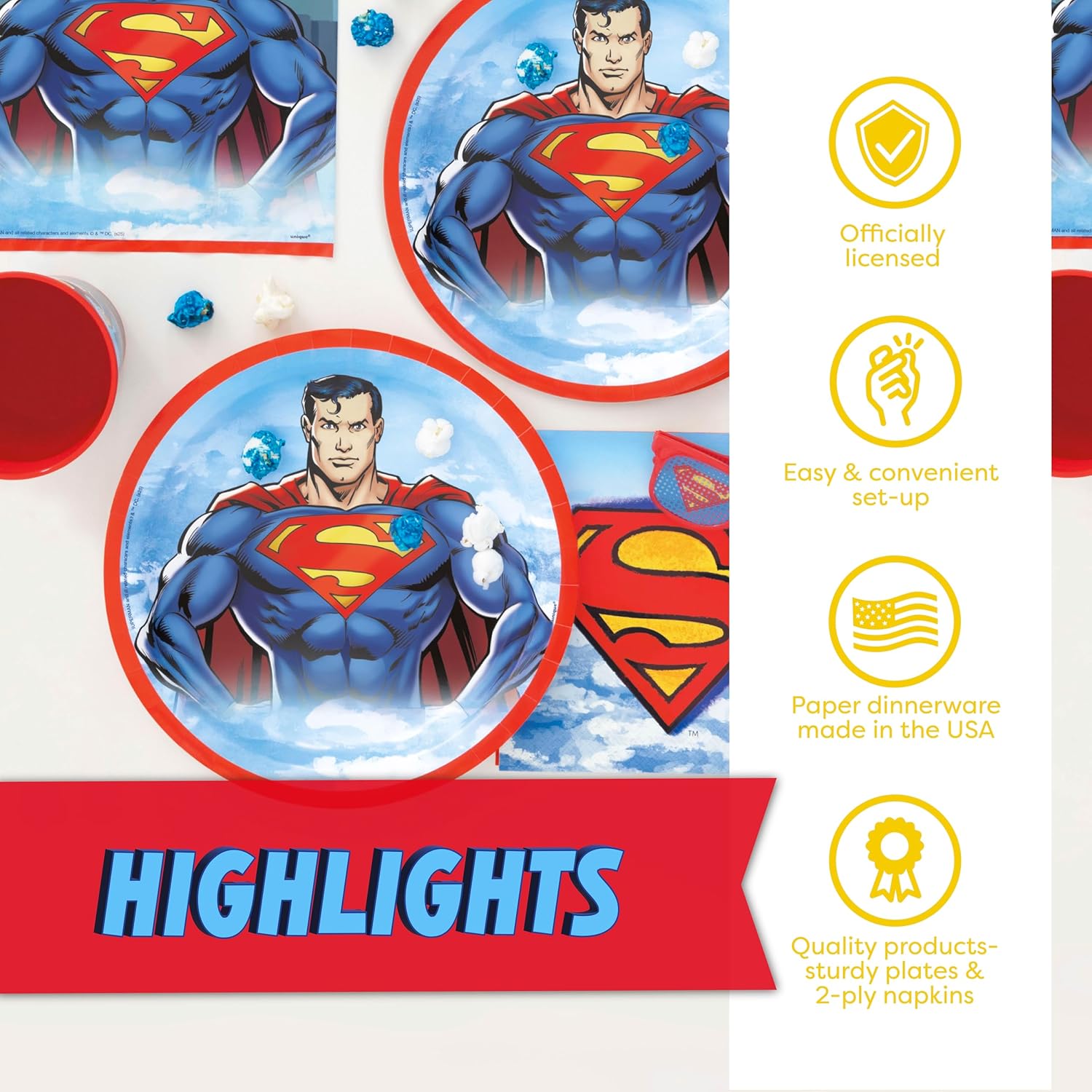 Unique Superman Party Plates and Napkins for 16