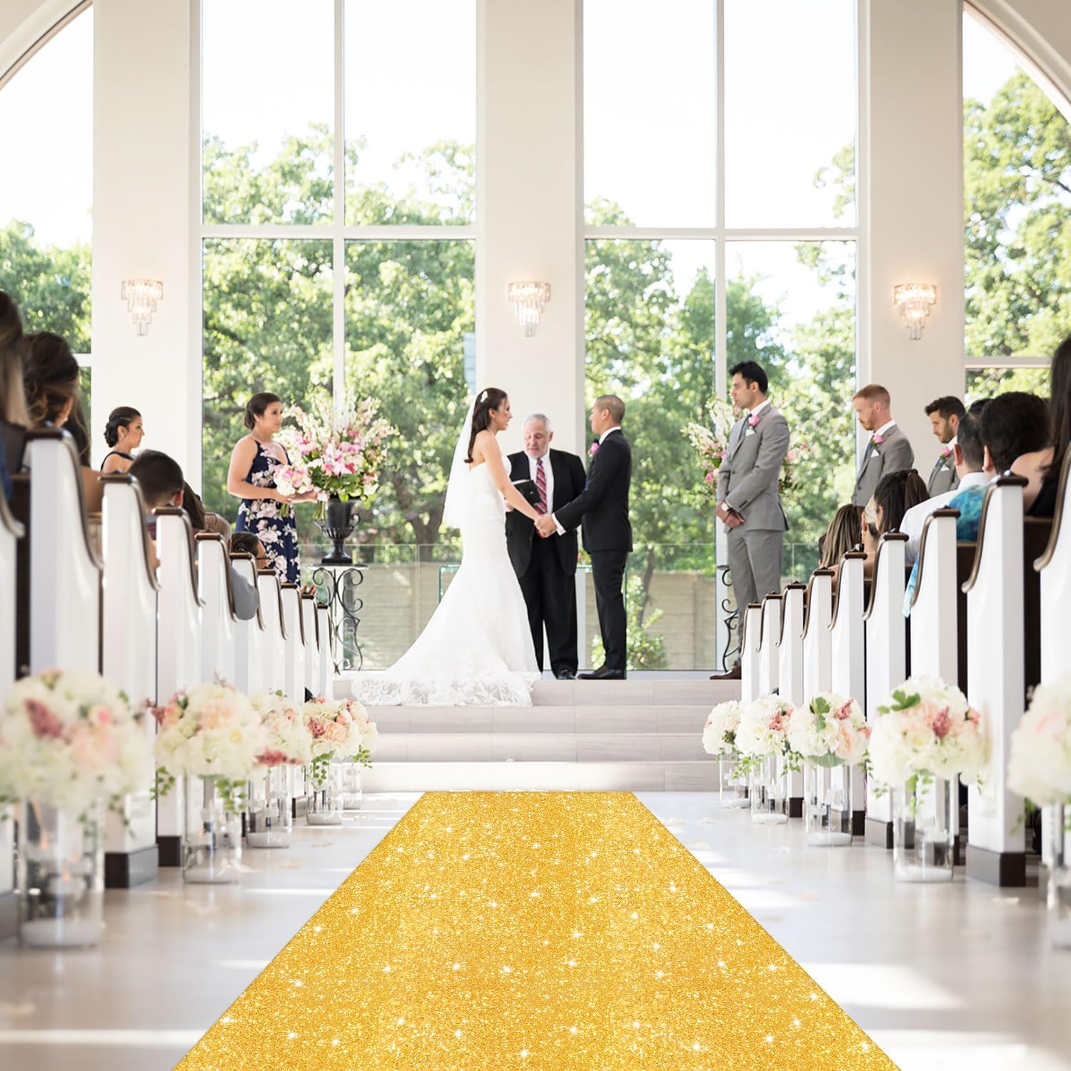 Gold Sequin Aisle Runner 2x15FT Wedding Decor