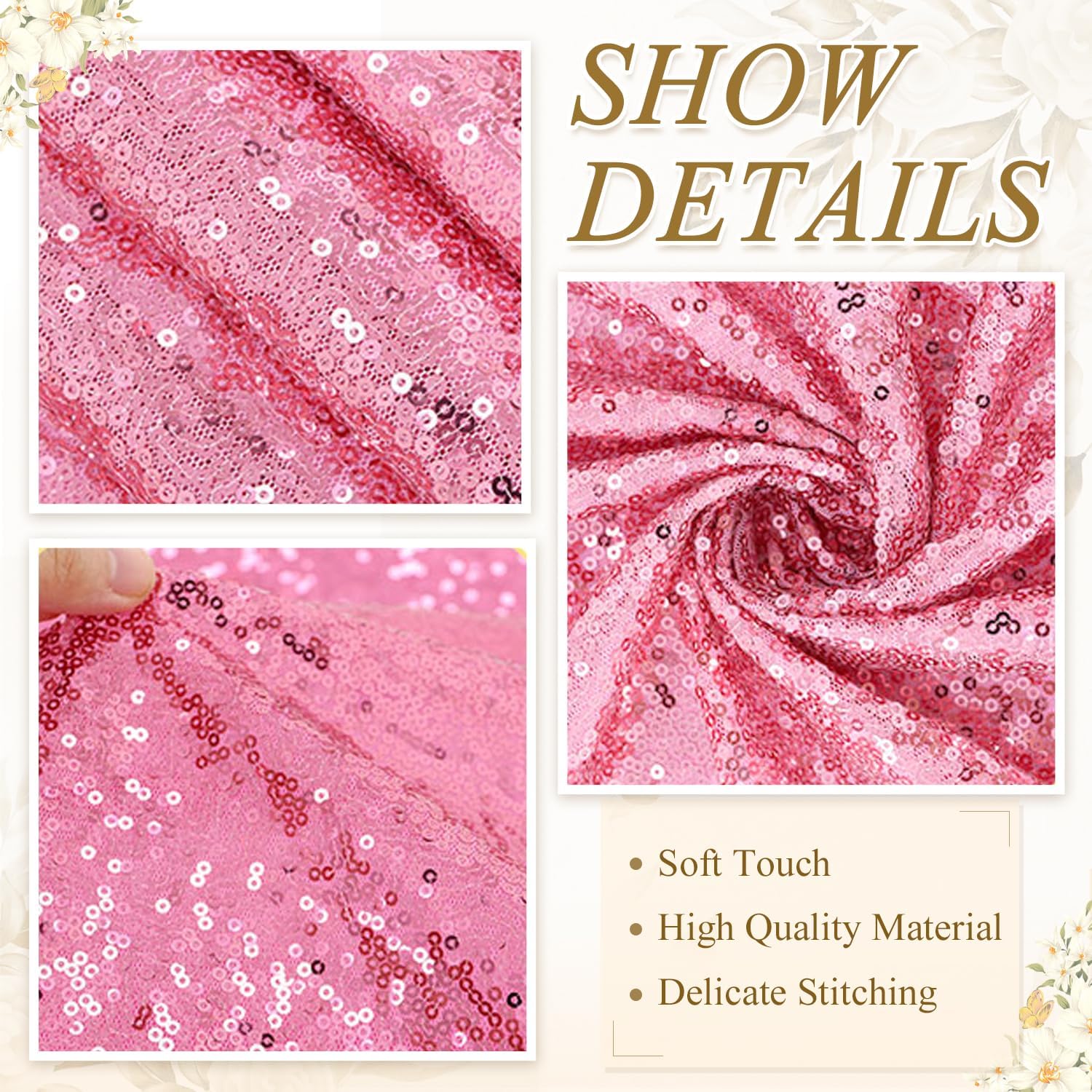 Pink Sequin Aisle Runner 4x25FT Wedding Carpet Runner