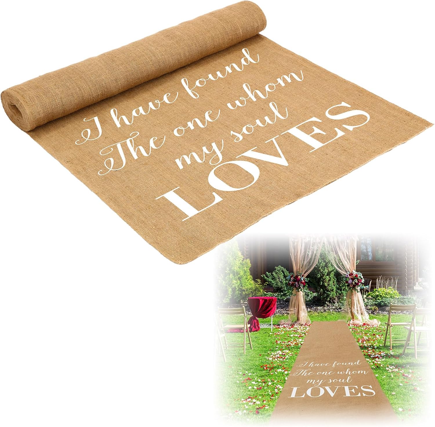 Tudomro 40 Inch x 50 Ft Natural Burlap Wedding Aisle Runner