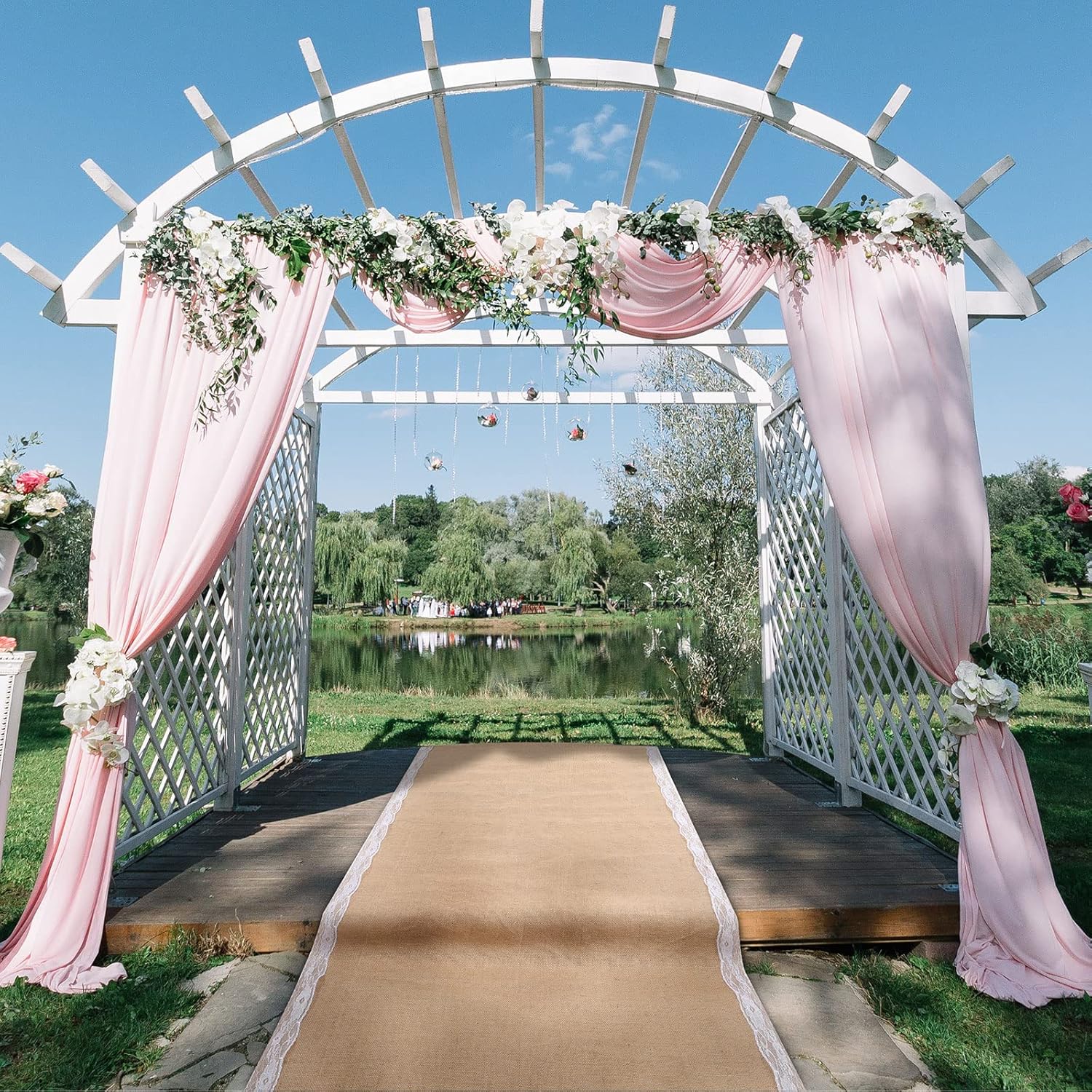 Tudomro Burlap Lace Aisle Runner for Weddings