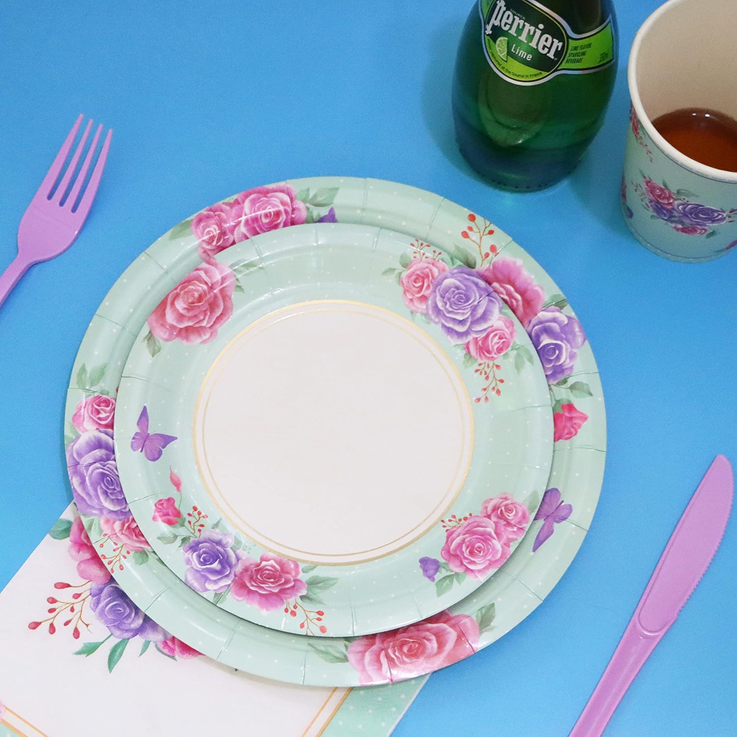 125 Piece Floral Party Supplies Set for 25 Guests