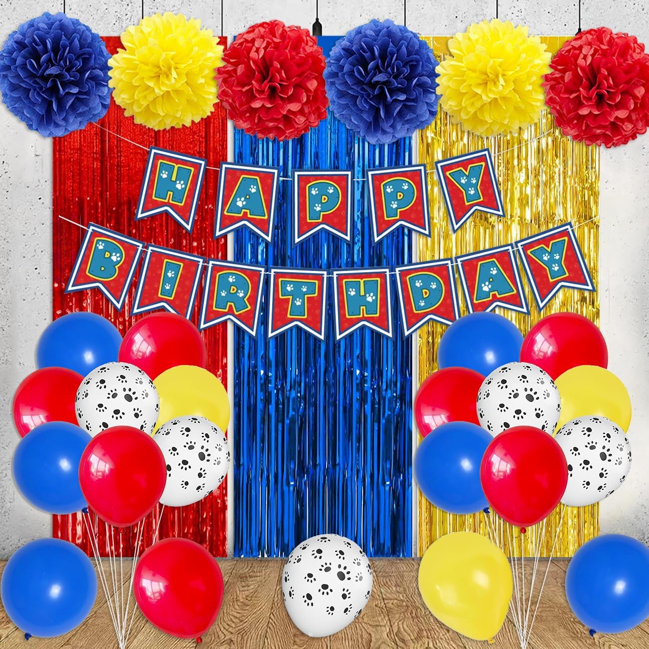 Mcoolar Paw Birthday Decorations Blue Orange Puppy Theme Kit
