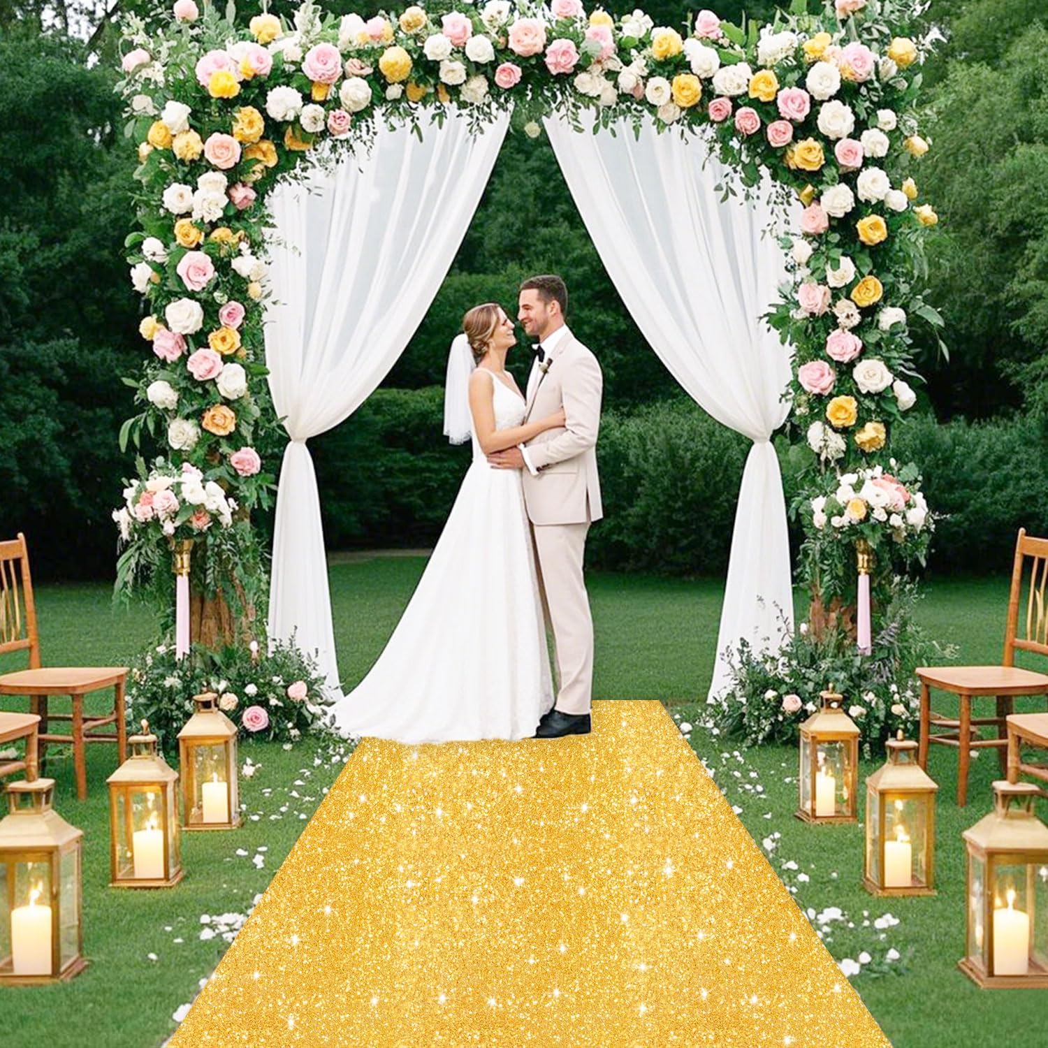 FUHSY Gold Aisle Runner for Wedding Ceremony