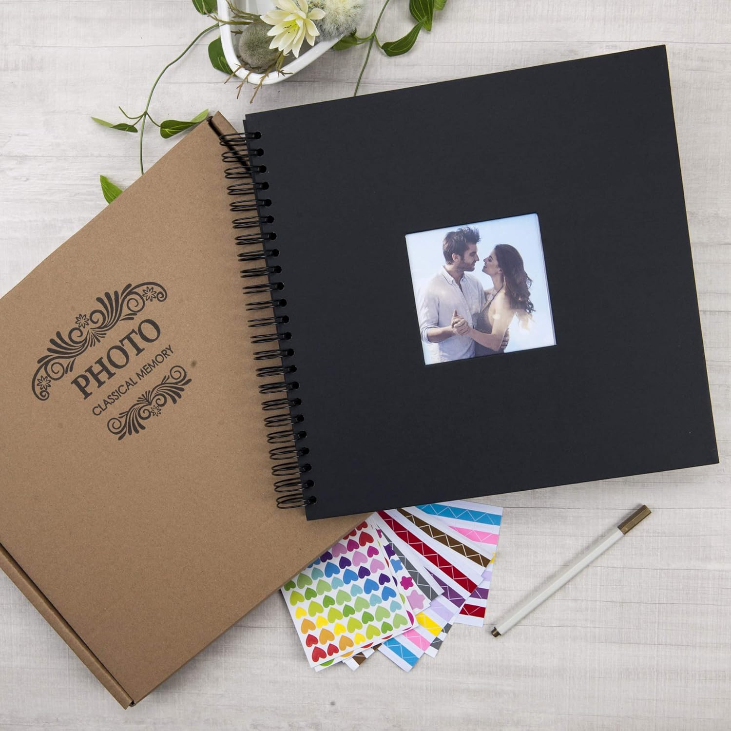 12x12 Inch Large DIY Scrapbook Photo Album with Window Cover