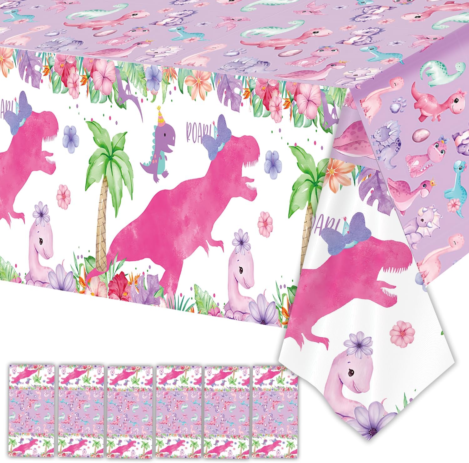 6 Pack Dinosaur Party Tablecloths 108x54inch