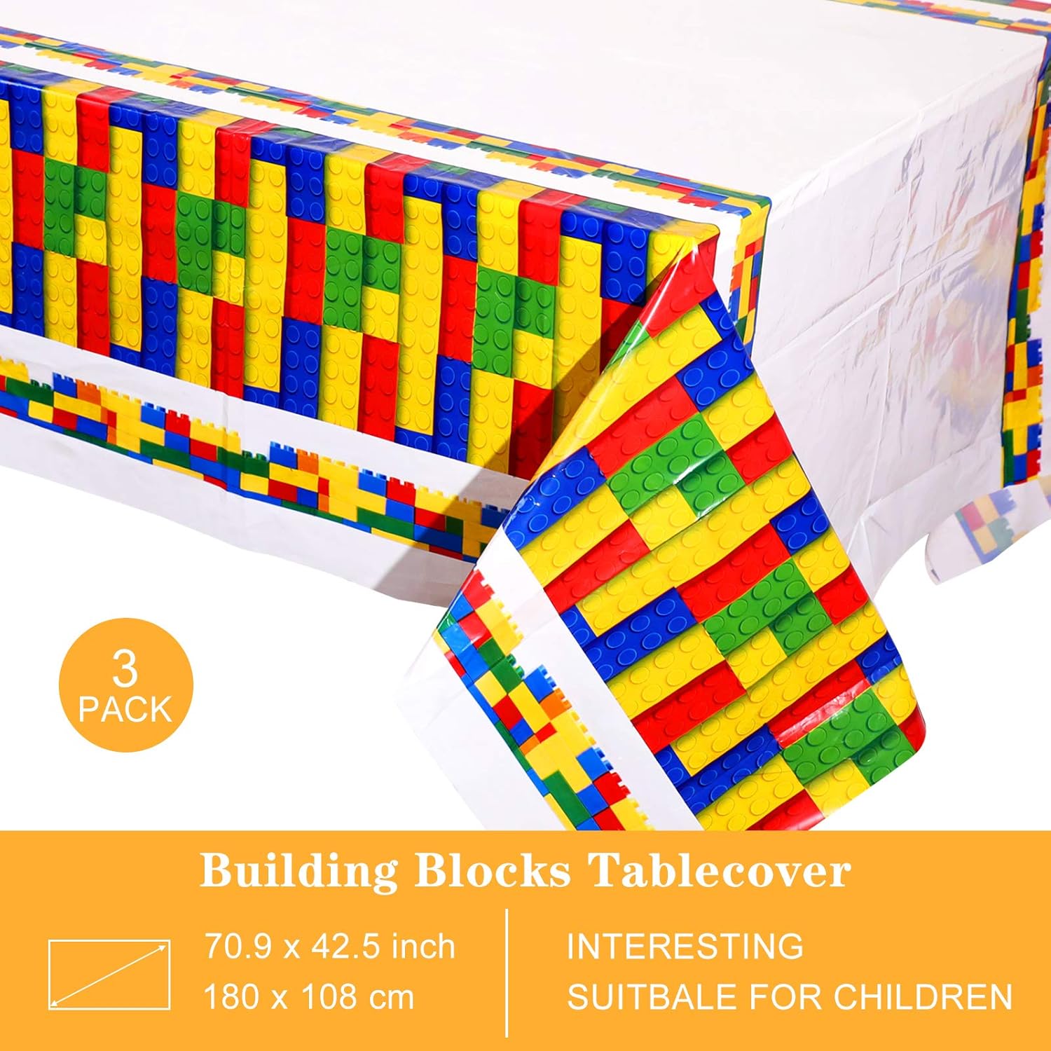 Tatuo 3 Pcs Building Block Tablecloths for Parties