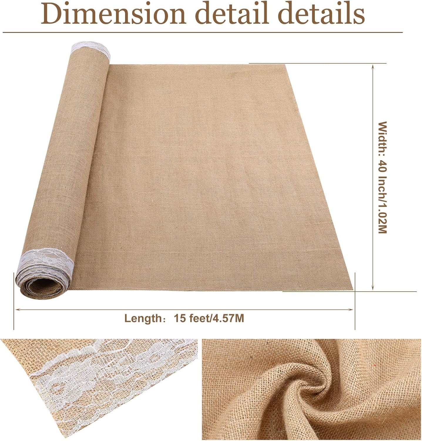 Tudomro Burlap Lace Aisle Runner for Weddings