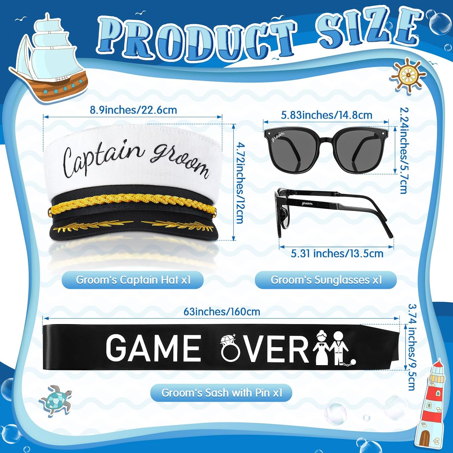 JaGely 3 Pcs Bachelor Party Accessories for Groom Set 1