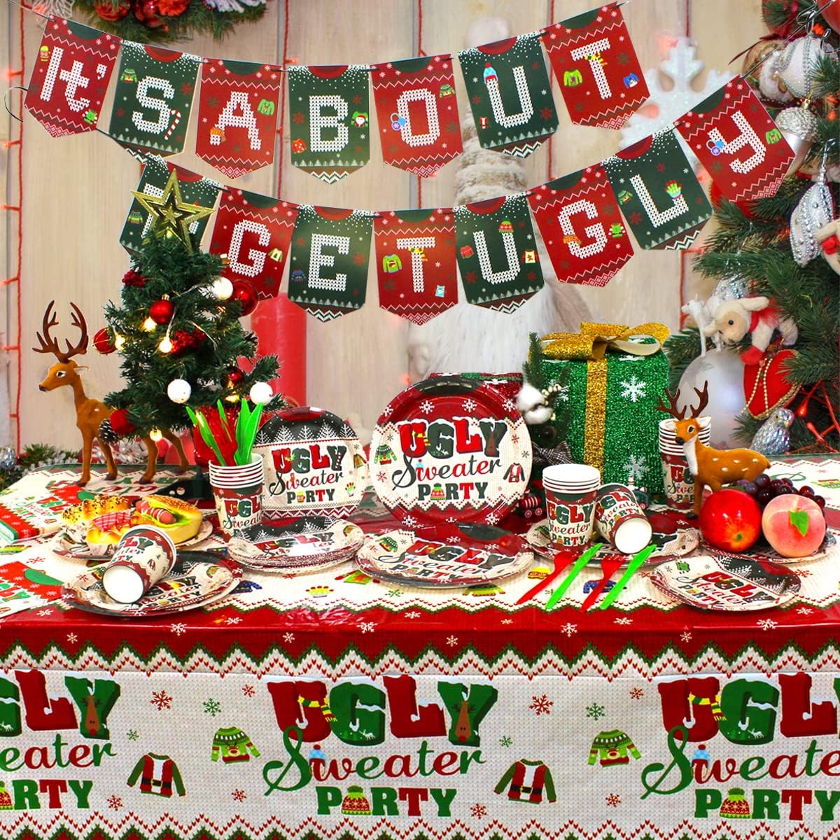 Ugly Sweater Christmas Party Tableware Set