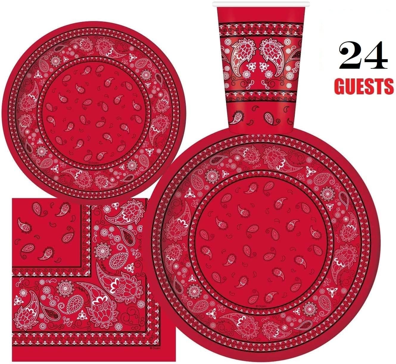 Oojami Serves 24 Red Bandana Party Set