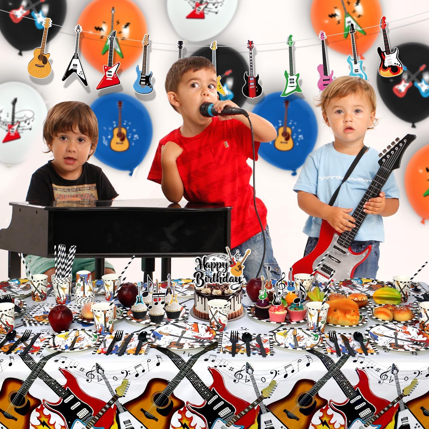 Guitar Birthday Party Decorations Set