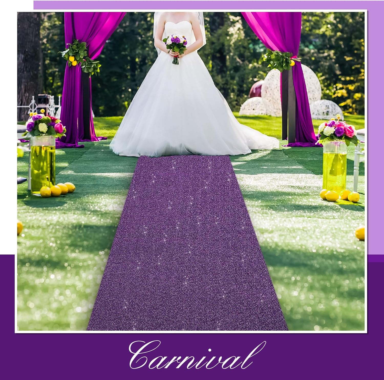 Shihanee Purple Glitter Aisle Runner 2x15ft