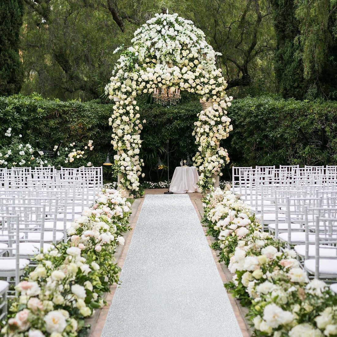 Efavormart 3FT x 50FT Silver Glitter Aisle Runner