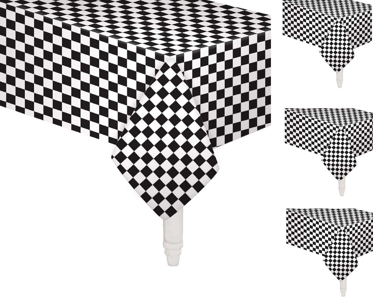 Oojami 4 Pack Black and White Checkered Table Covers