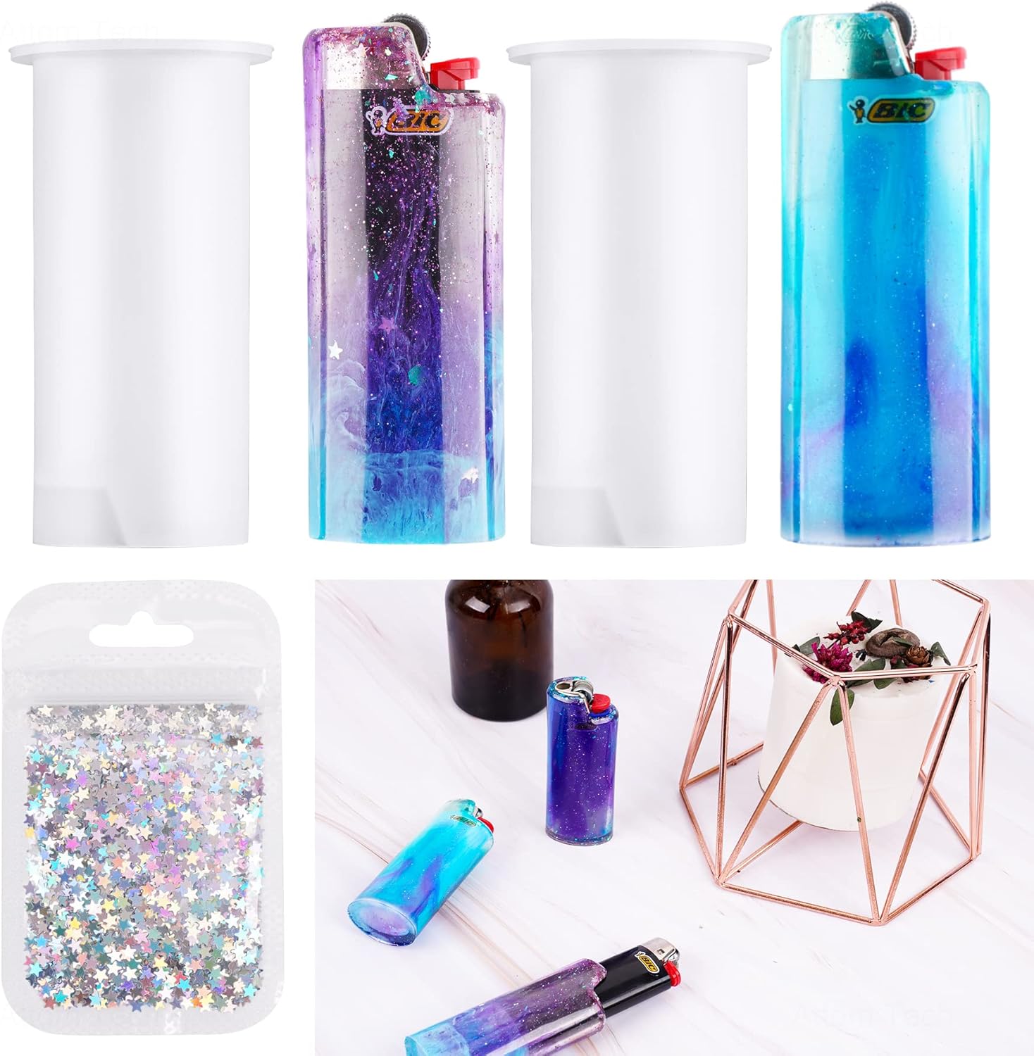 NiArt 2PCS Lighter Case Resin Mold Glitter Pack
