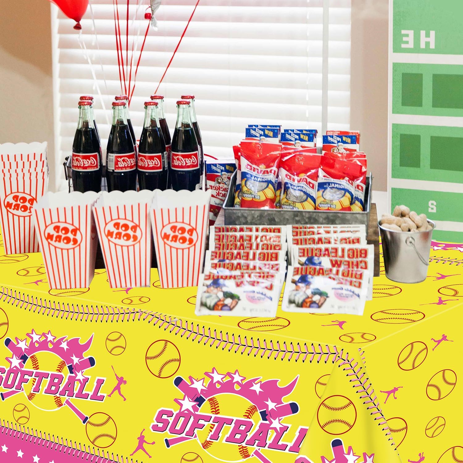 KEFAN 4 Pack Softball Themed Tablecloths 51x86 Inch