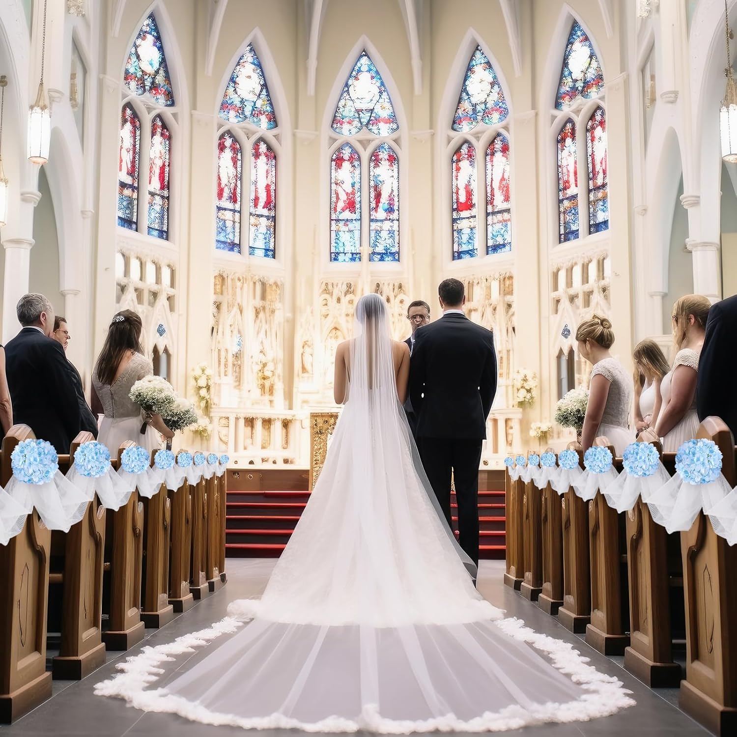 Riceshoot 34 Pcs Wedding Aisle Decor Tulle Clips