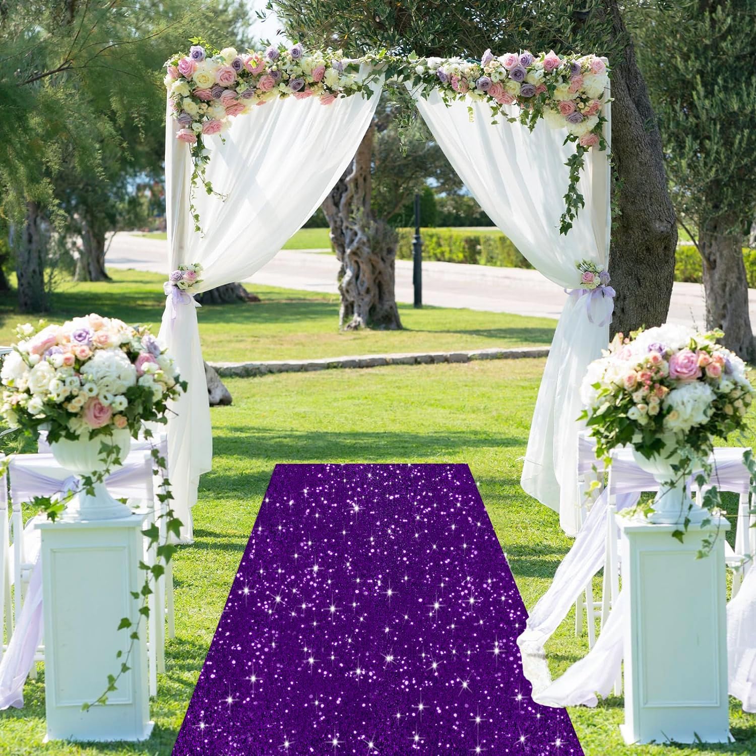 Purple Sequin Aisle Runner 4x20FT Wedding Carpet
