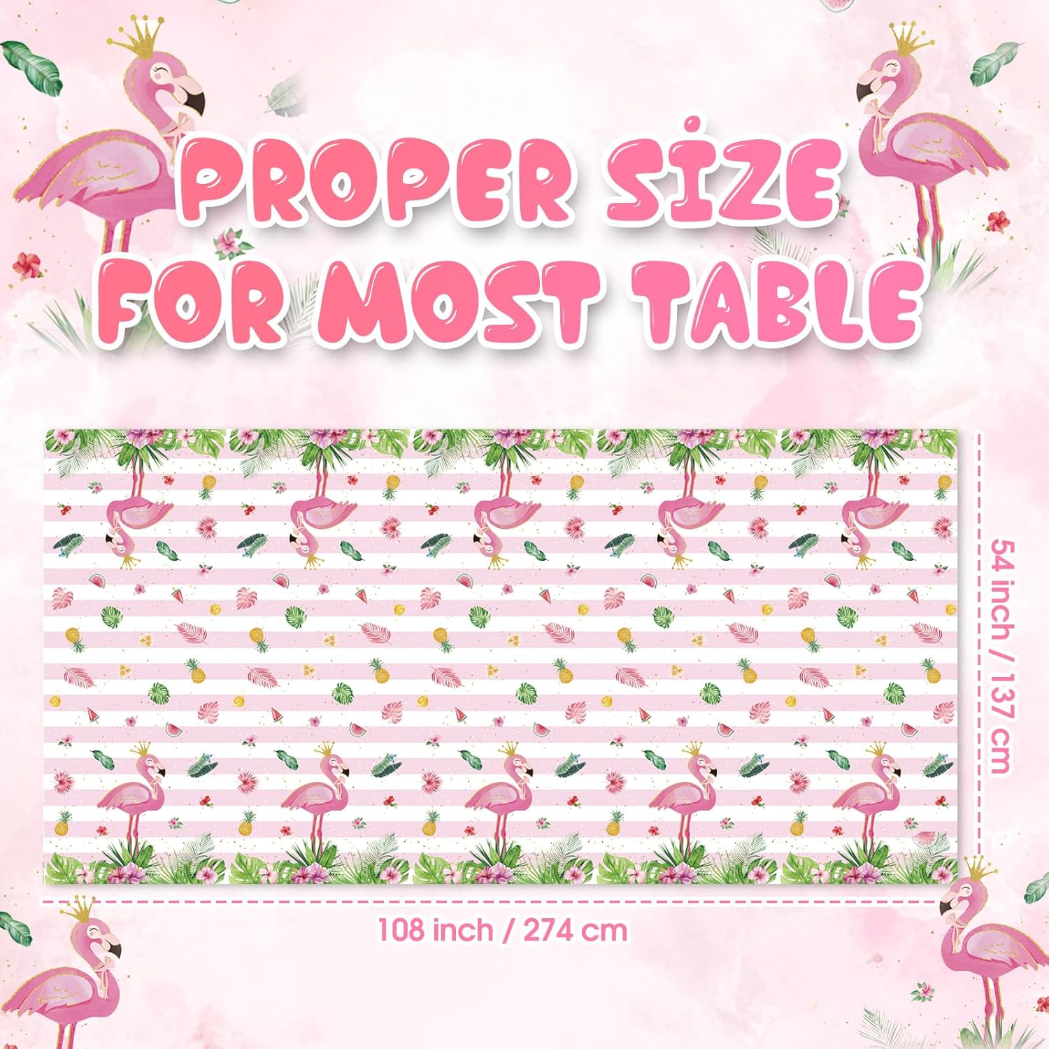 3 Pack Flamingo Tablecloths for Summer Party Decorations
