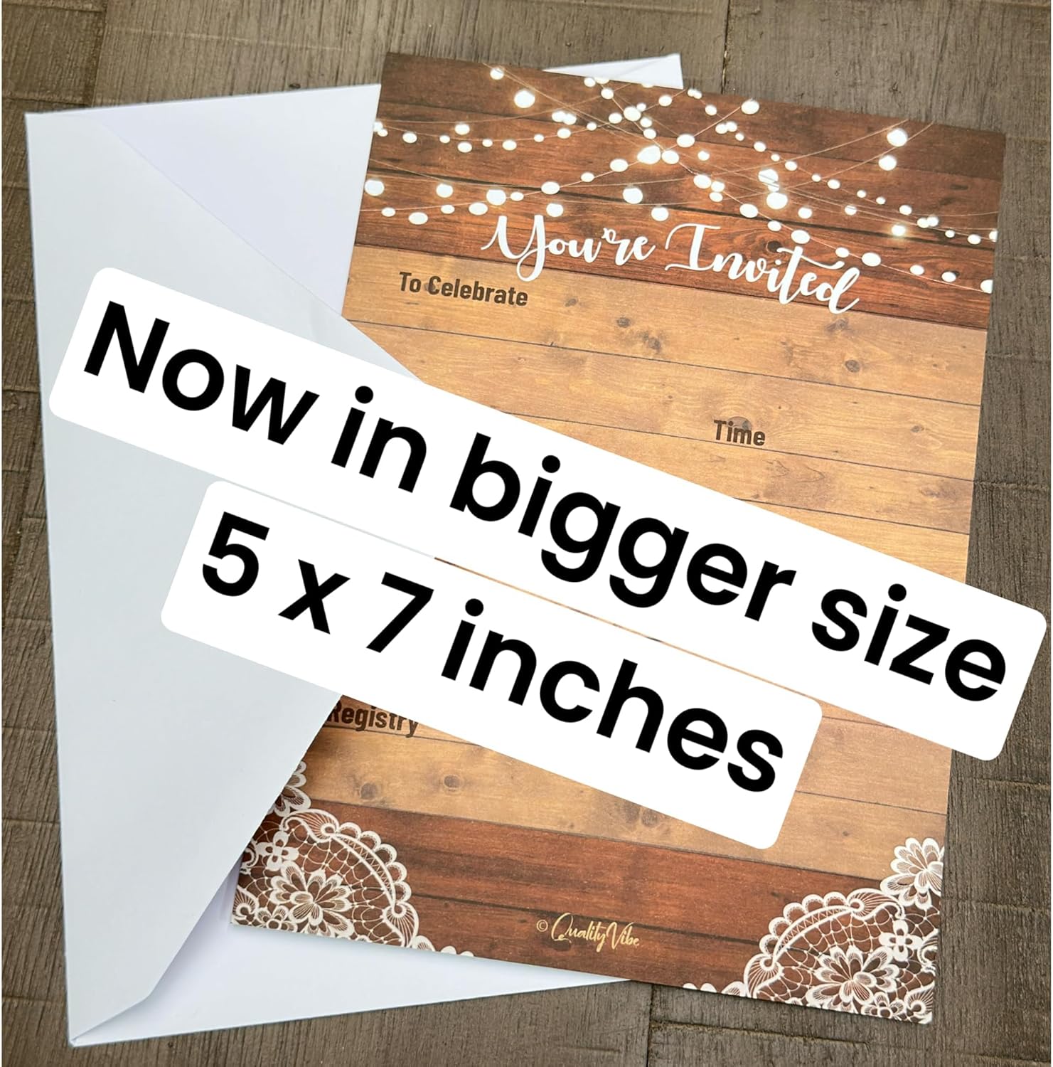 25 Rustic Invitations with 25 Envelopes for Events