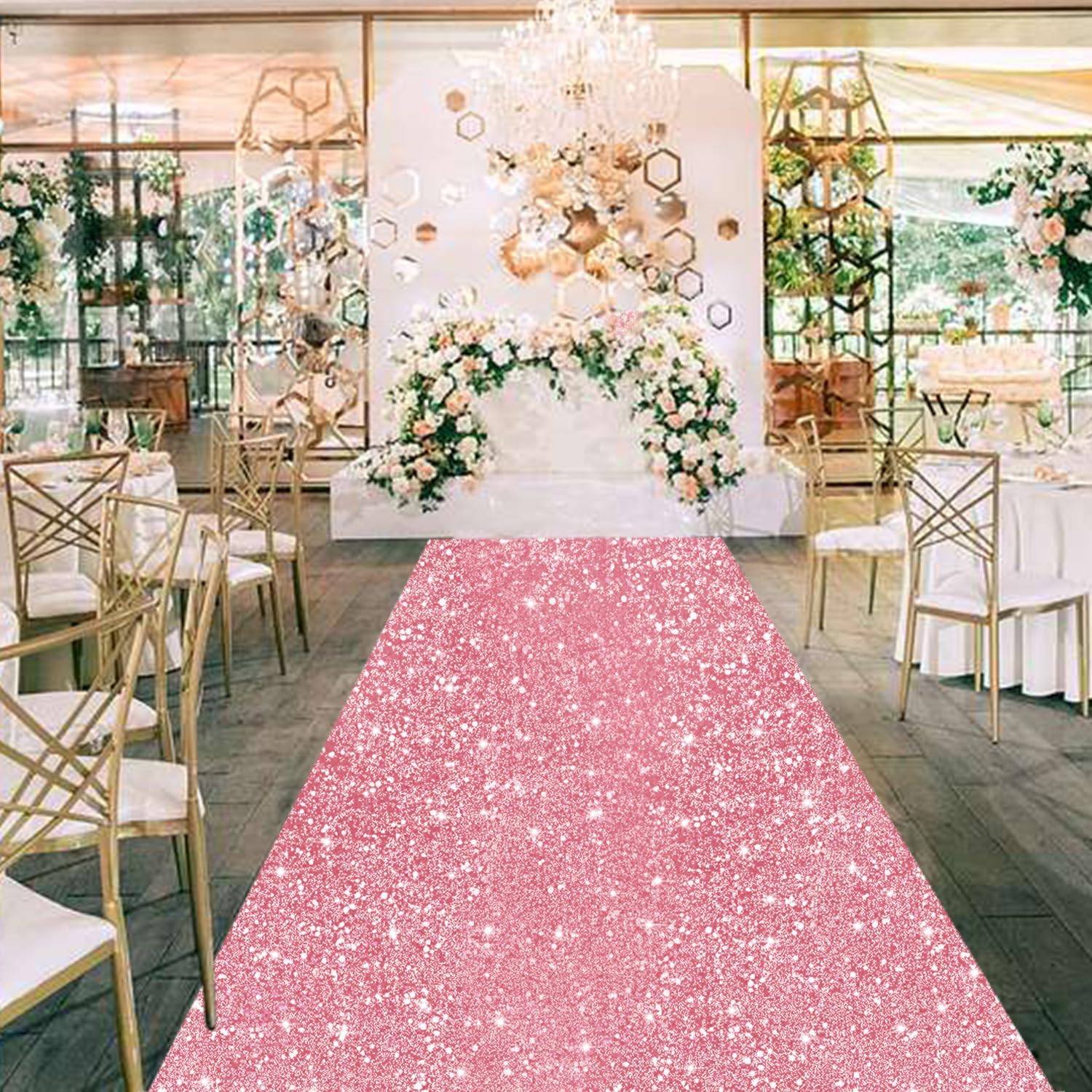 Pink Sequin Aisle Runner 4x25FT Wedding Carpet Runner