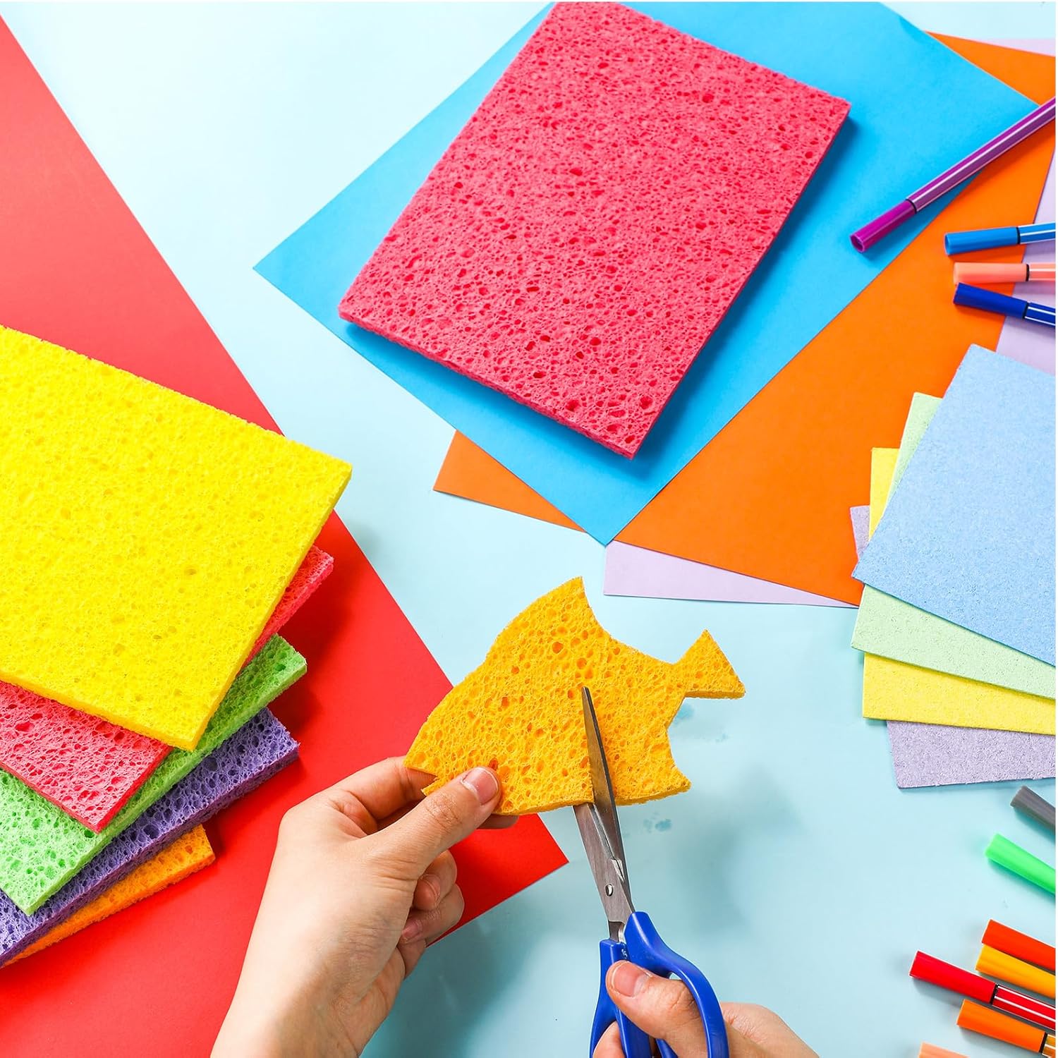 Honeydak 12 Pcs Cellulose Sponges for DIY Art Crafts Classroom Home Cleaning