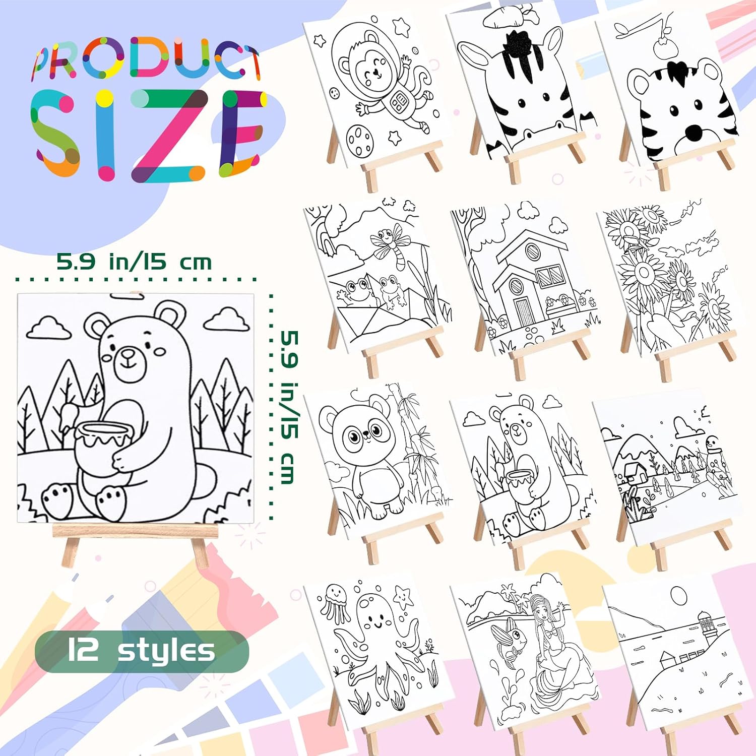 48PCS Kids Paint Art Set with Canvas and Easel